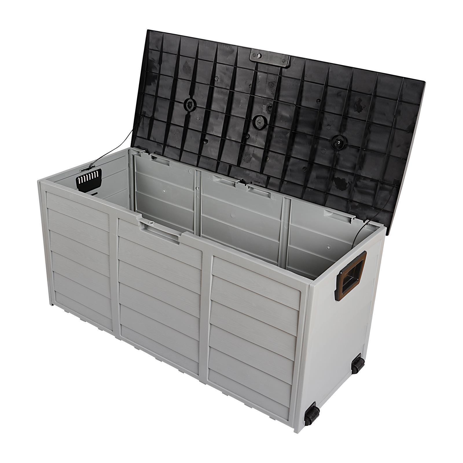 All-Weather Deck Box Storage w/ Wheel UV Pool Shed Bin Backyard Porch 75 Gallons