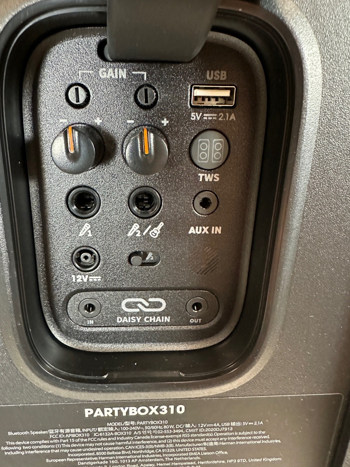 Used- JBL PartyBox 310 Portable Bluetooth Speaker-Minor Damage-FREE S/H