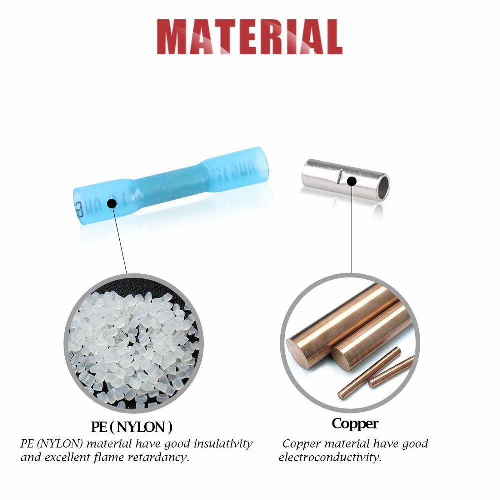 1000Pcs Heat Shrink Waterproof Wire Connectors Blue 14-16AWG Butt Seal Terminals