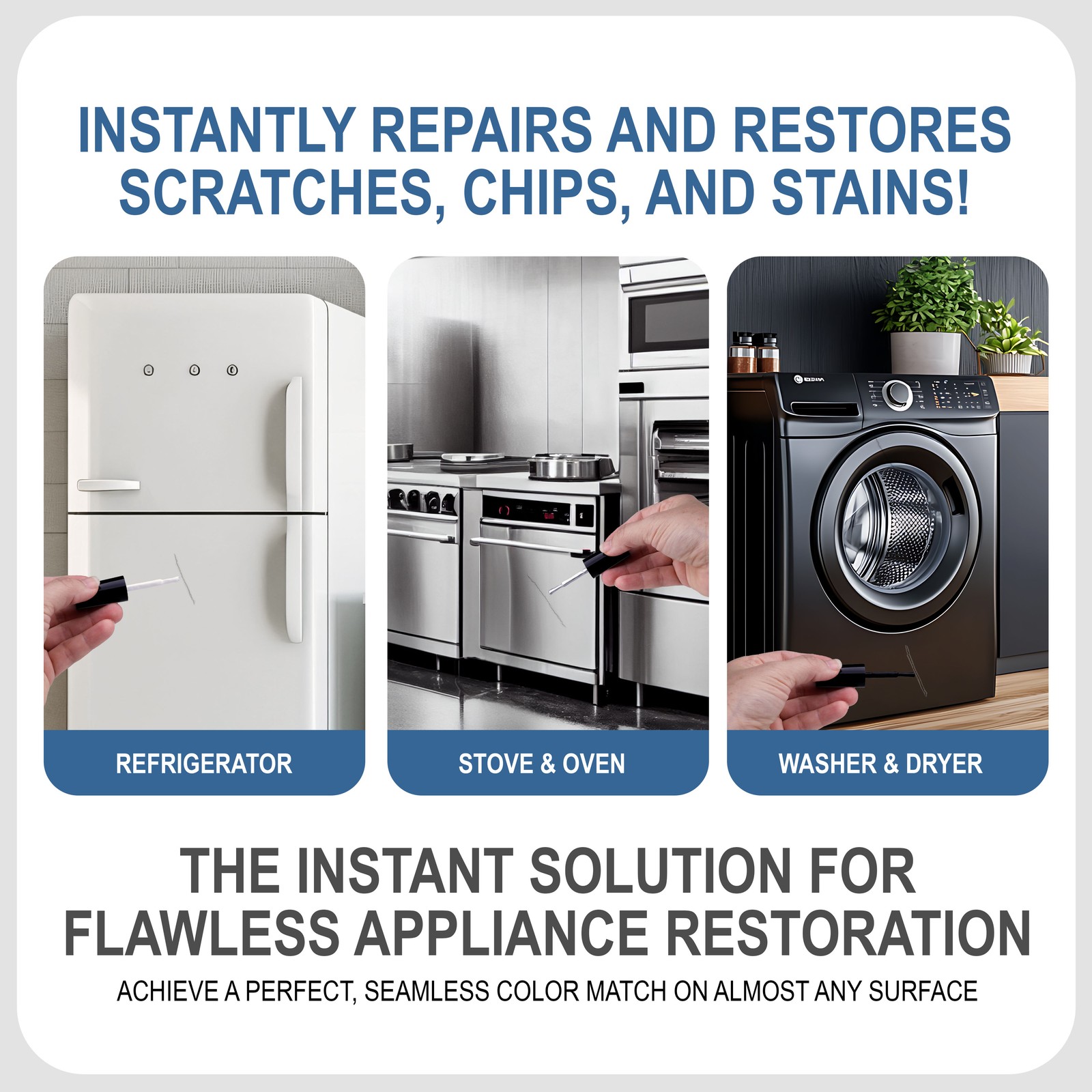 Sundaze Gloss Appliance Touch Up Paint Pen Kit Stove Fridge White Black Silver