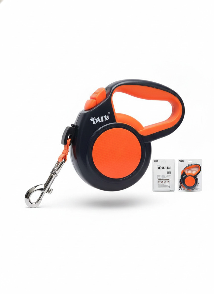 8M Retractable Dog Leash Heavy Duty 30KG Extension Lead - Orange/Black