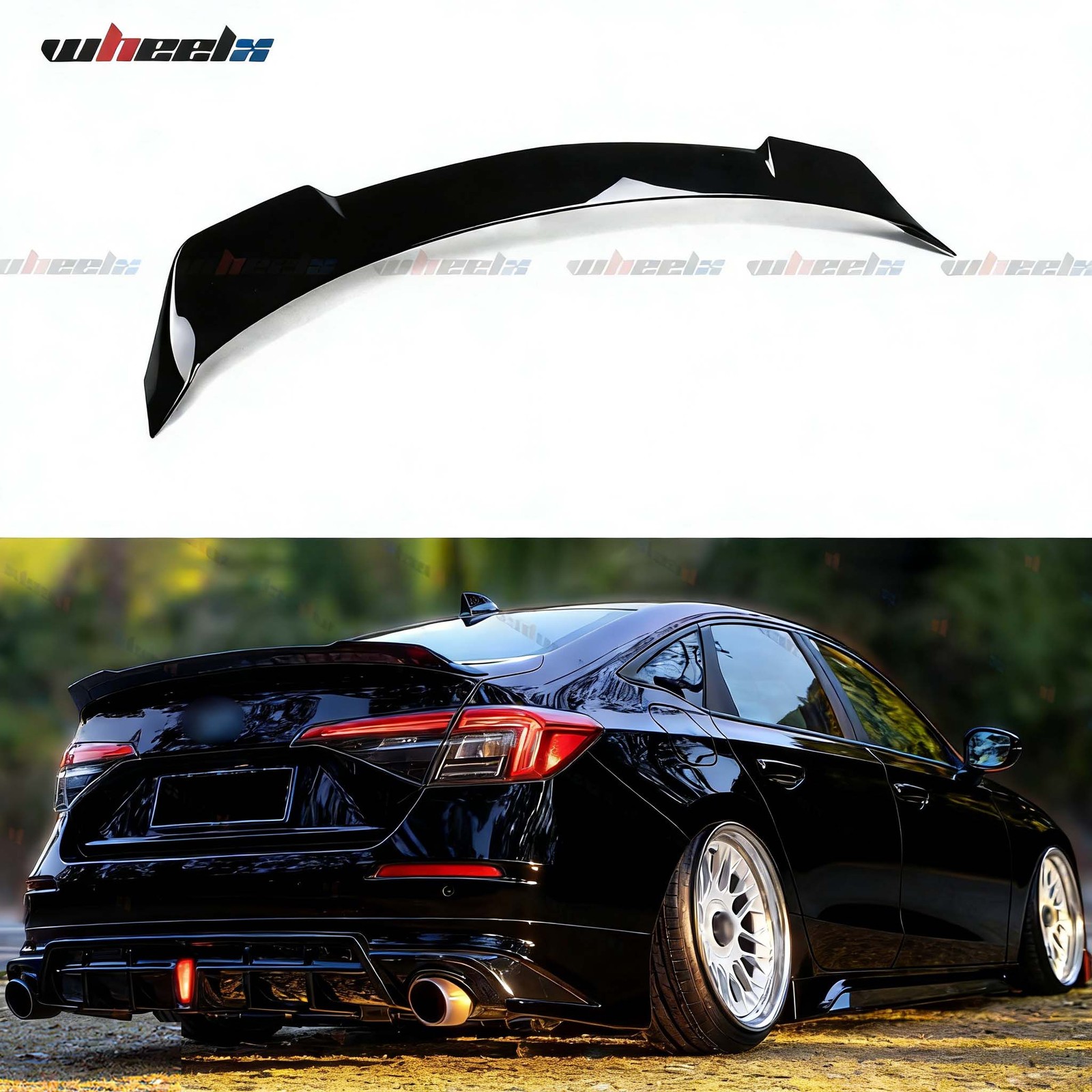 For 2022-2026 Honda Civic Yofer Gloss Black High Kick Duckbill Trunk Spoiler Lip