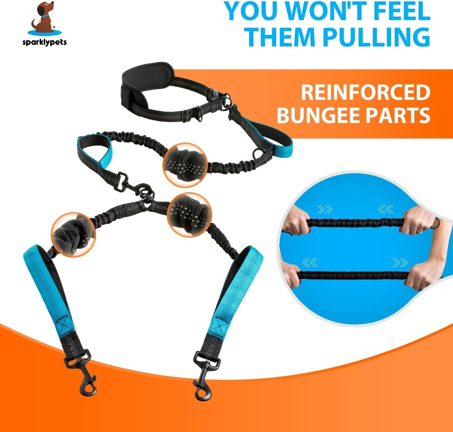 Dual Dog Leash No Tangle Coupler Nylon for Two Large Small Dogs Double-Head Rope