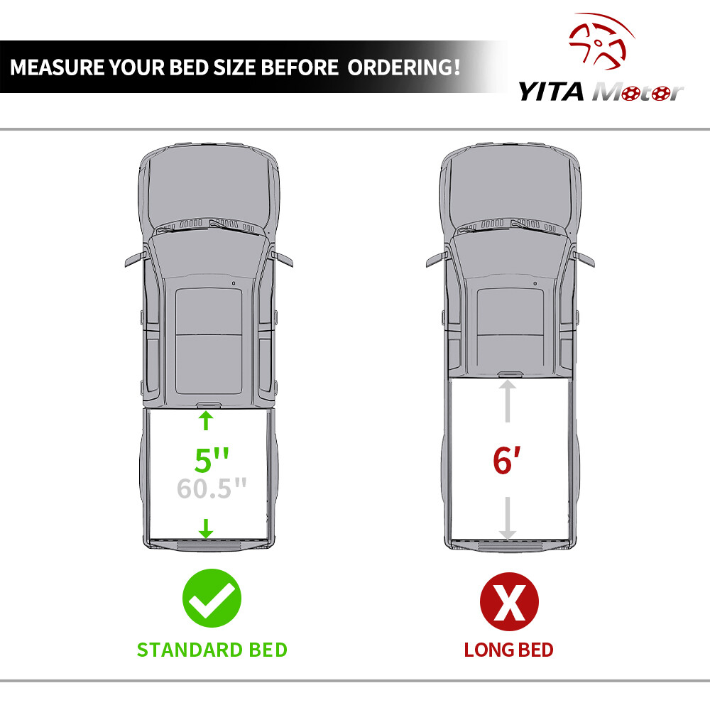 5FT Hard Tri-Fold Tonneau Cover Truck Bed For 2024 Toyota Tacoma Waterproof