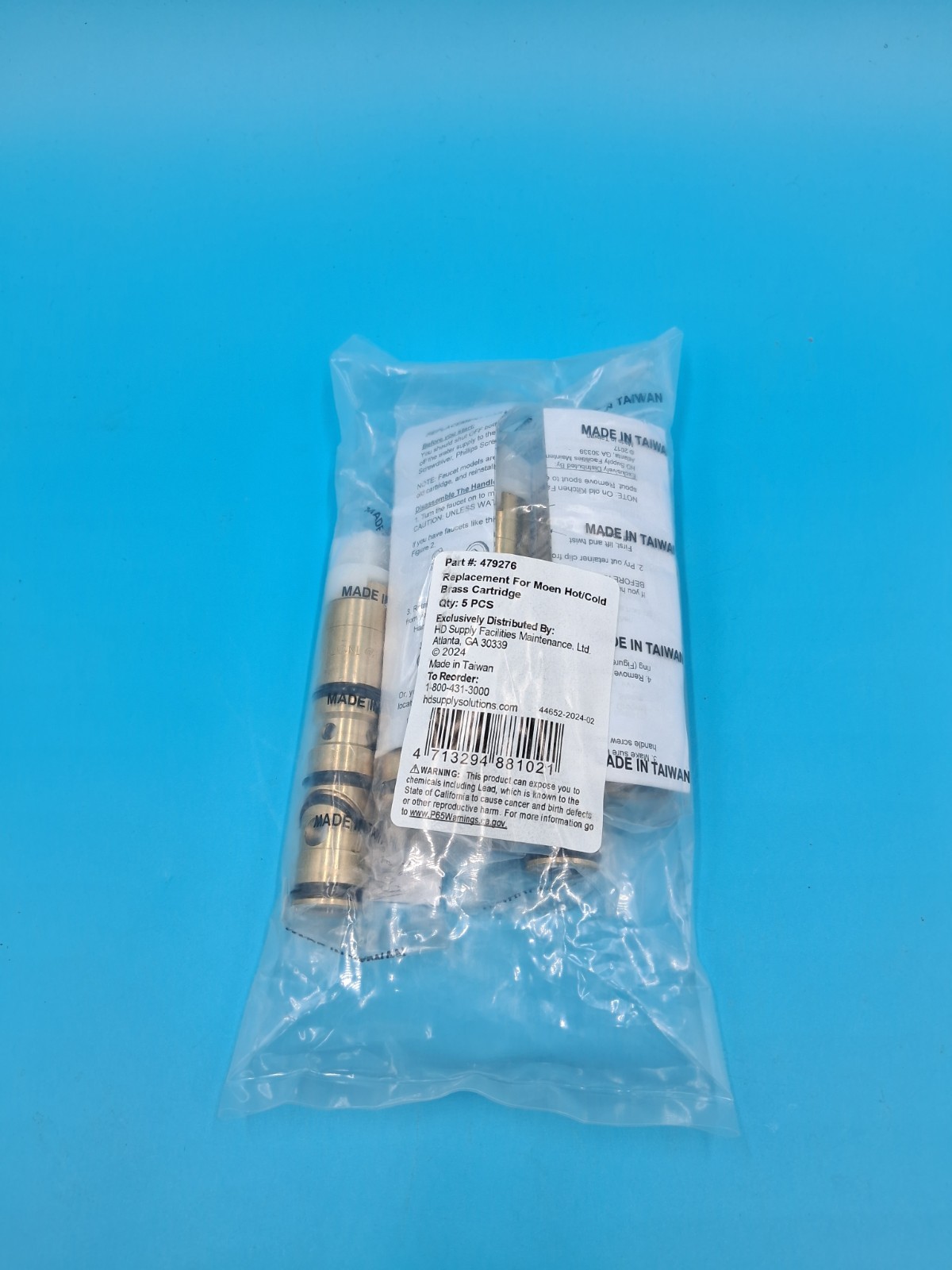 (5 Pack) Replacement For Moen Hot/Cold Brass Cartridge 479276 HD Supply