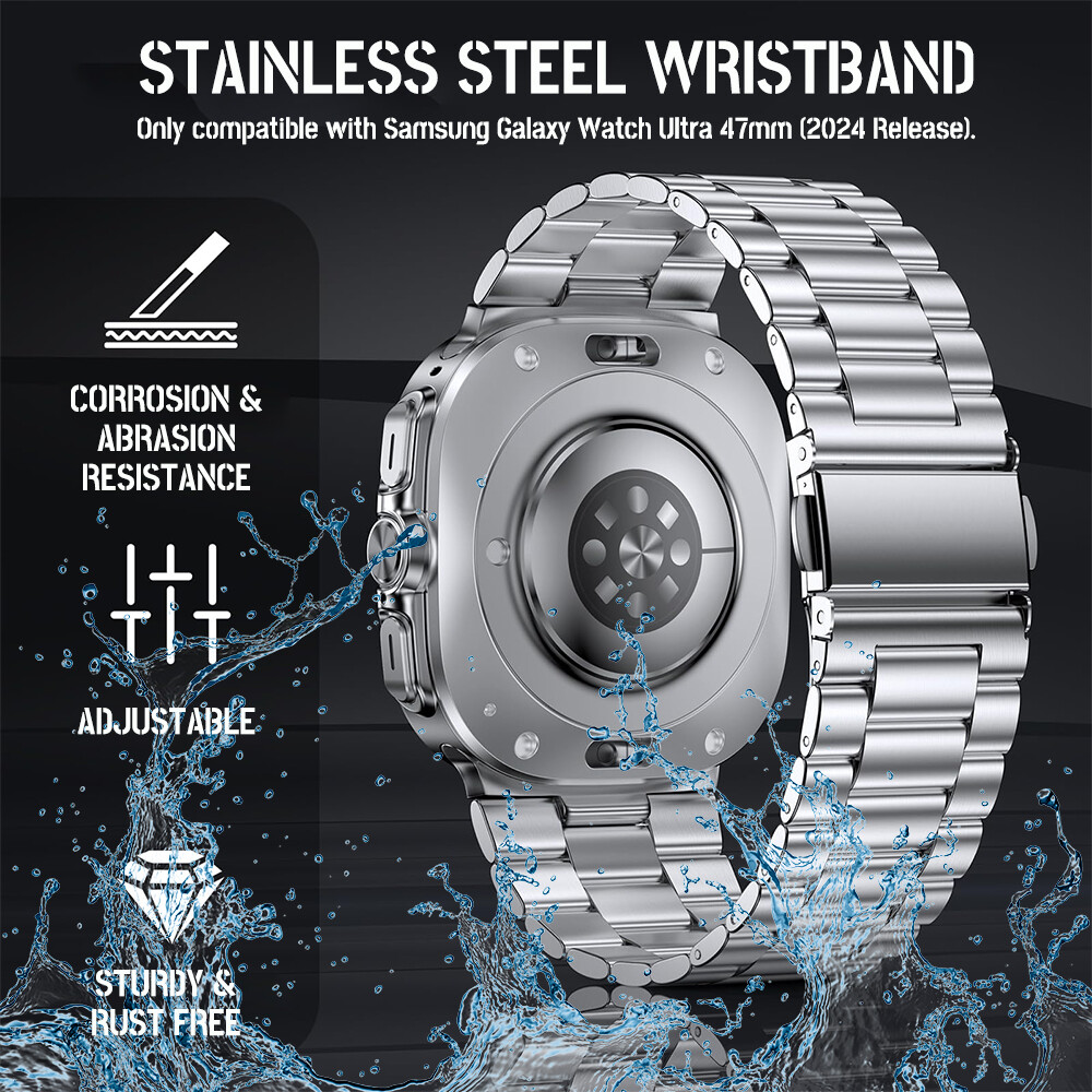 For Samsung Galaxy Watch 7 Ultra 47mm Stainless Steel Metal Band Strap Bracelet