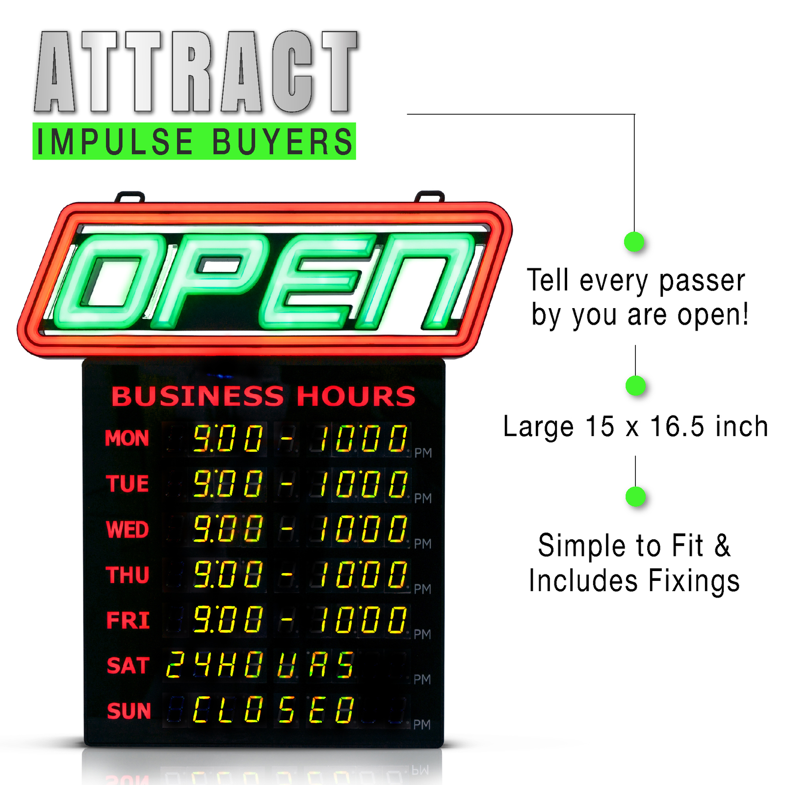 Led Open Sign with Business Hours – Stand Out with 1000’s Color Combos to Match