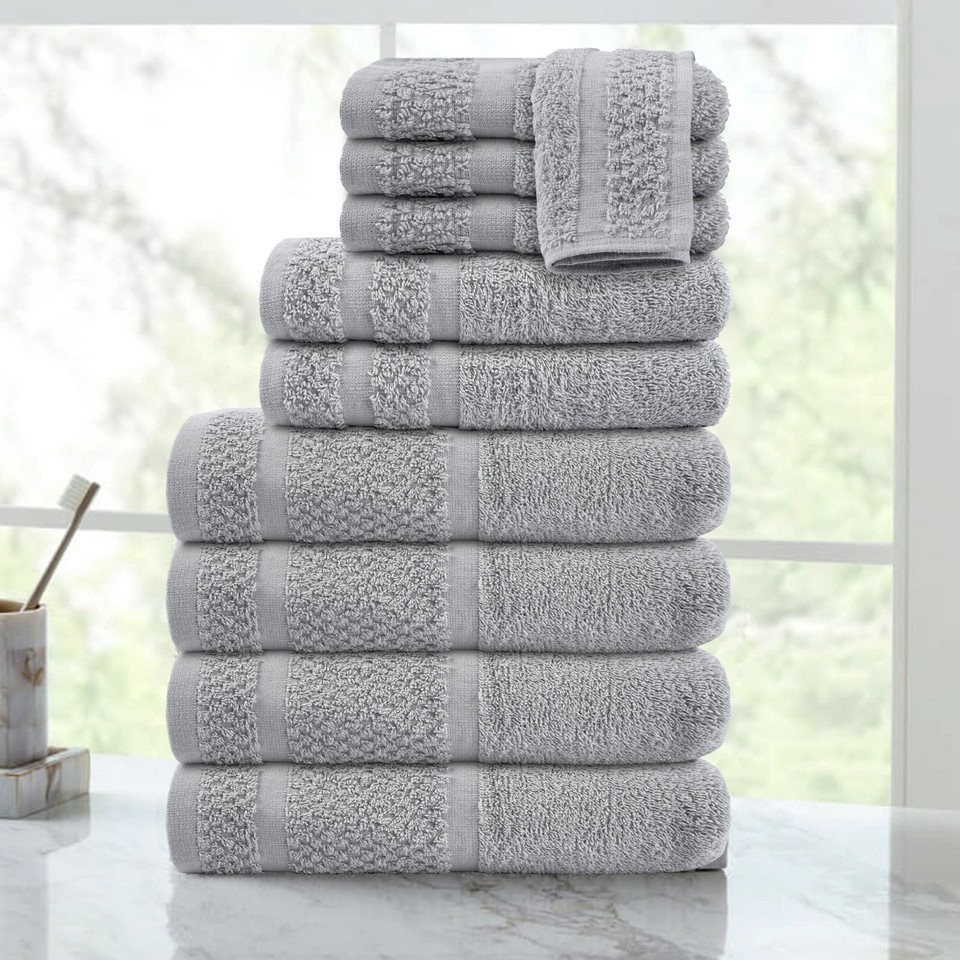 Mainstays 10 Piece Towel Set with Upgraded Softness & Durability, Dark Grey