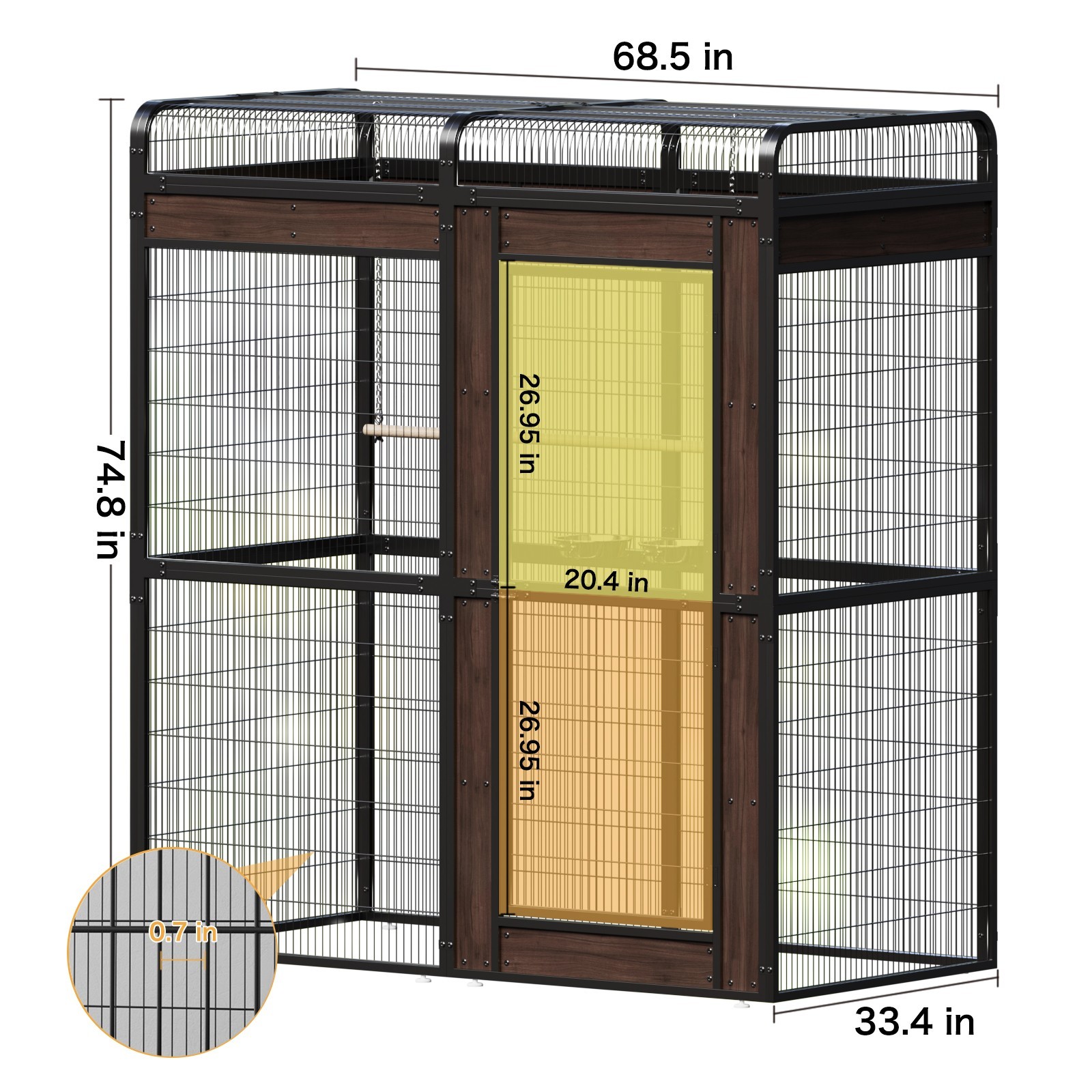 68.7 in Large Metal Aviary Bird Cage for Parakeet Macaw Parrot Budgies Lovebirds