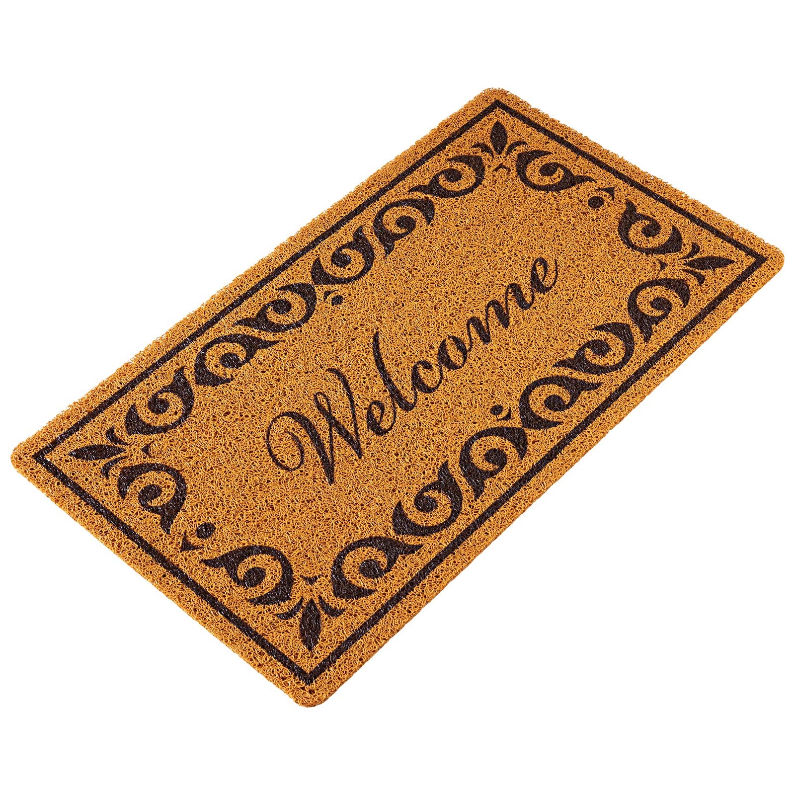 Uimoso Faux Coir Welcome Mat with Non-Slip Backing for Outdoor Entryways