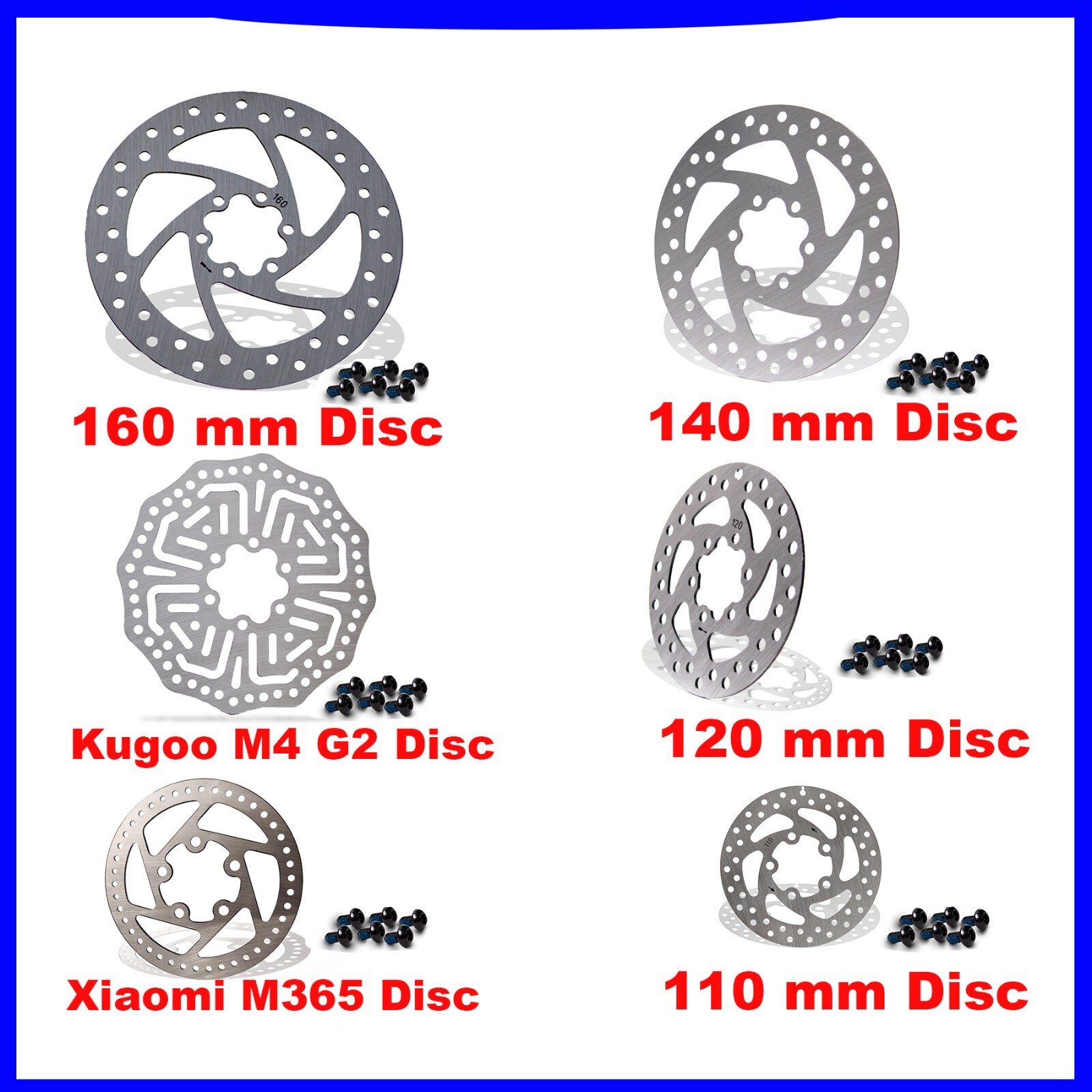 110mm 120mm 135mm 140mm 160mm Disc Rotor Brake & 6 Bolts for Electric Scooter