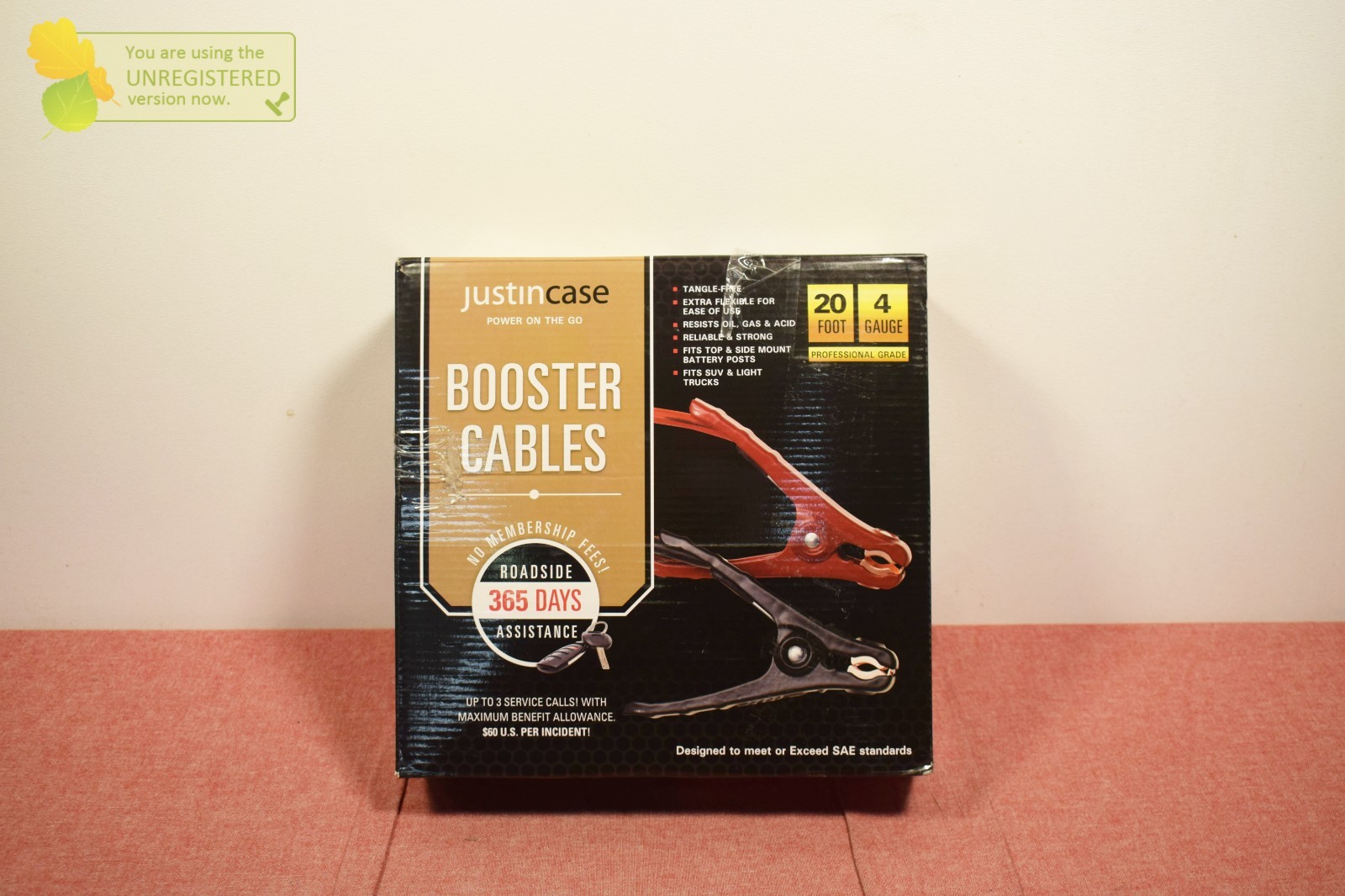 Justin Case 20ft 4 Gauge Booster Cable: 225 Amps Jumper Cables