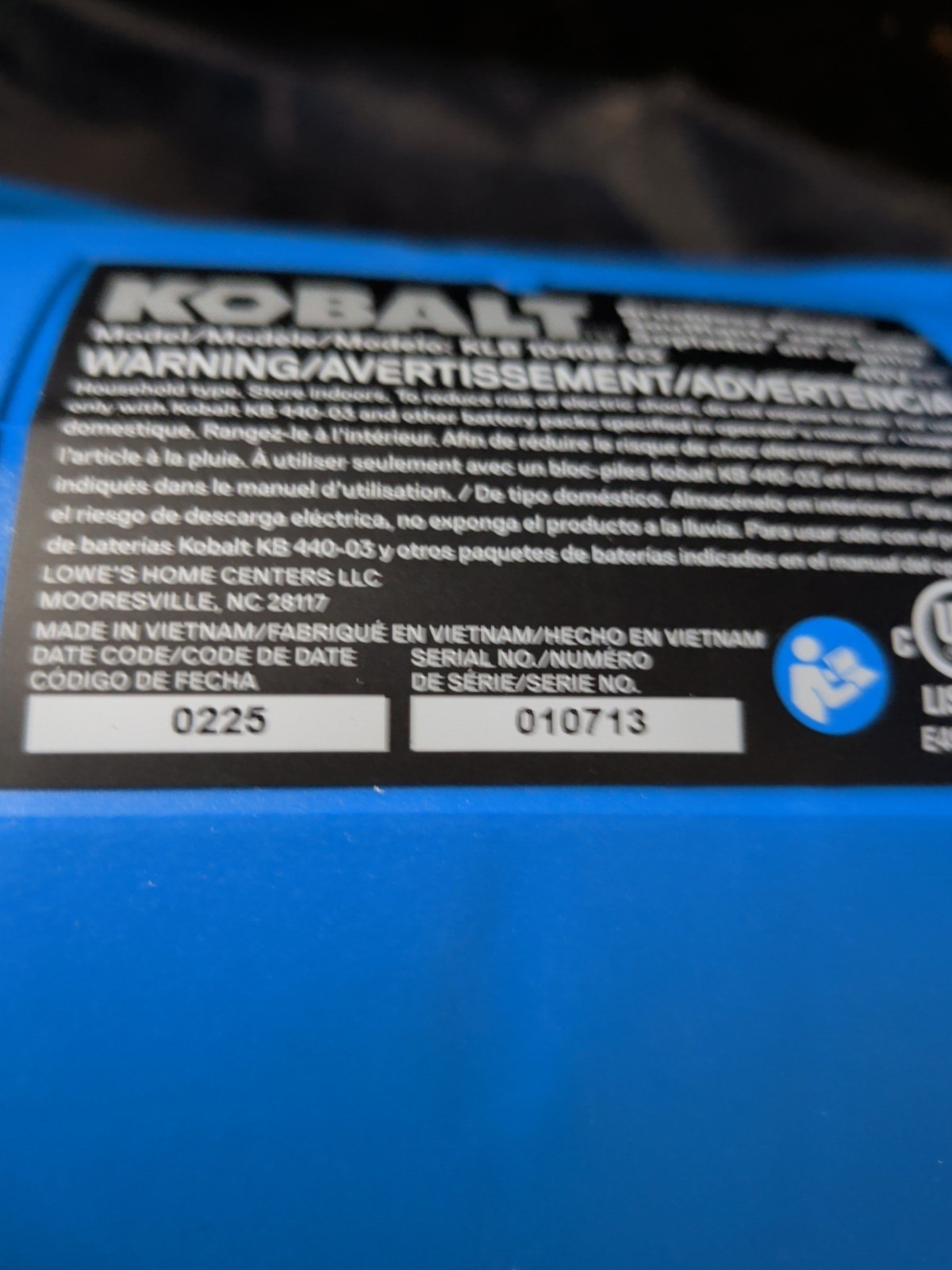 Kobalt 40-Volt KLB 1040B-03 Leaf Blower Blue Brushless 120MPH 520-CFM TOOL ONLY