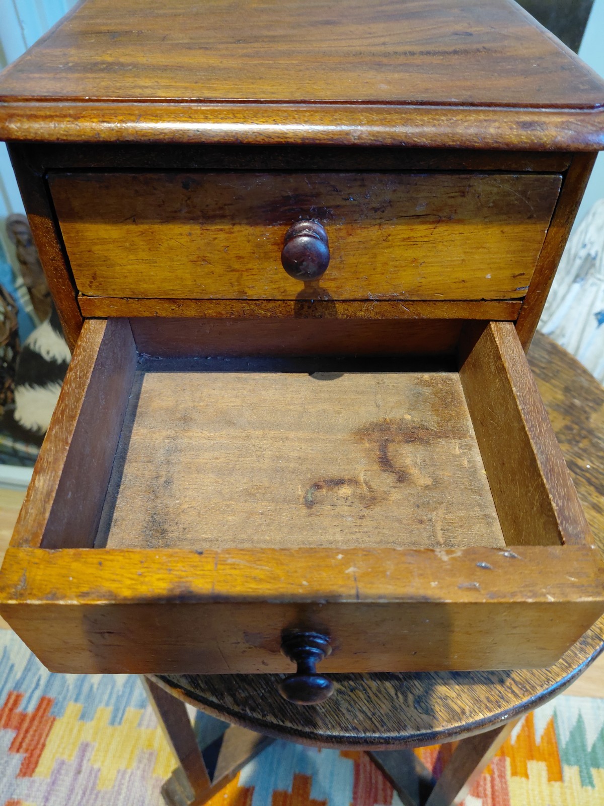A Victorian Apprentice Piece Chest Of Drawers, Desktop 3 Drawers In Mahogany.