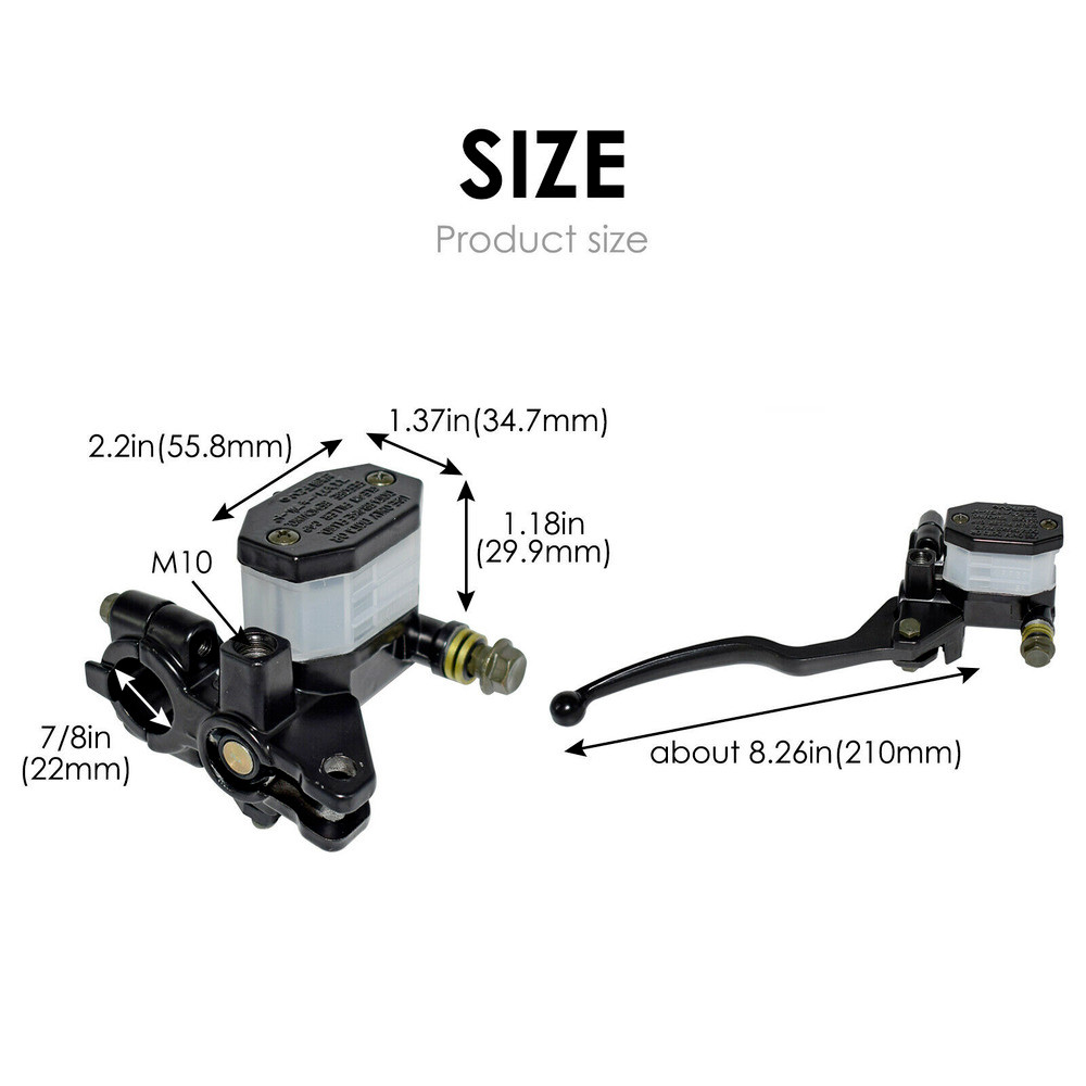 7/8" Motorcycle Right Brake Levers Master Cylinder Reservoir Lever M10 US