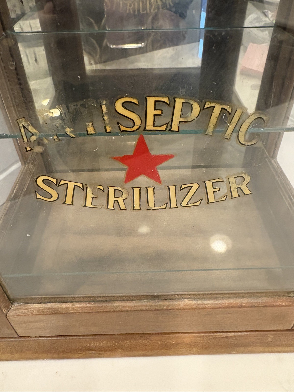Early 1900s Antiseptic Sterilizer Cabinet, Oak Wood, Doctor, Barber, Pharmacy