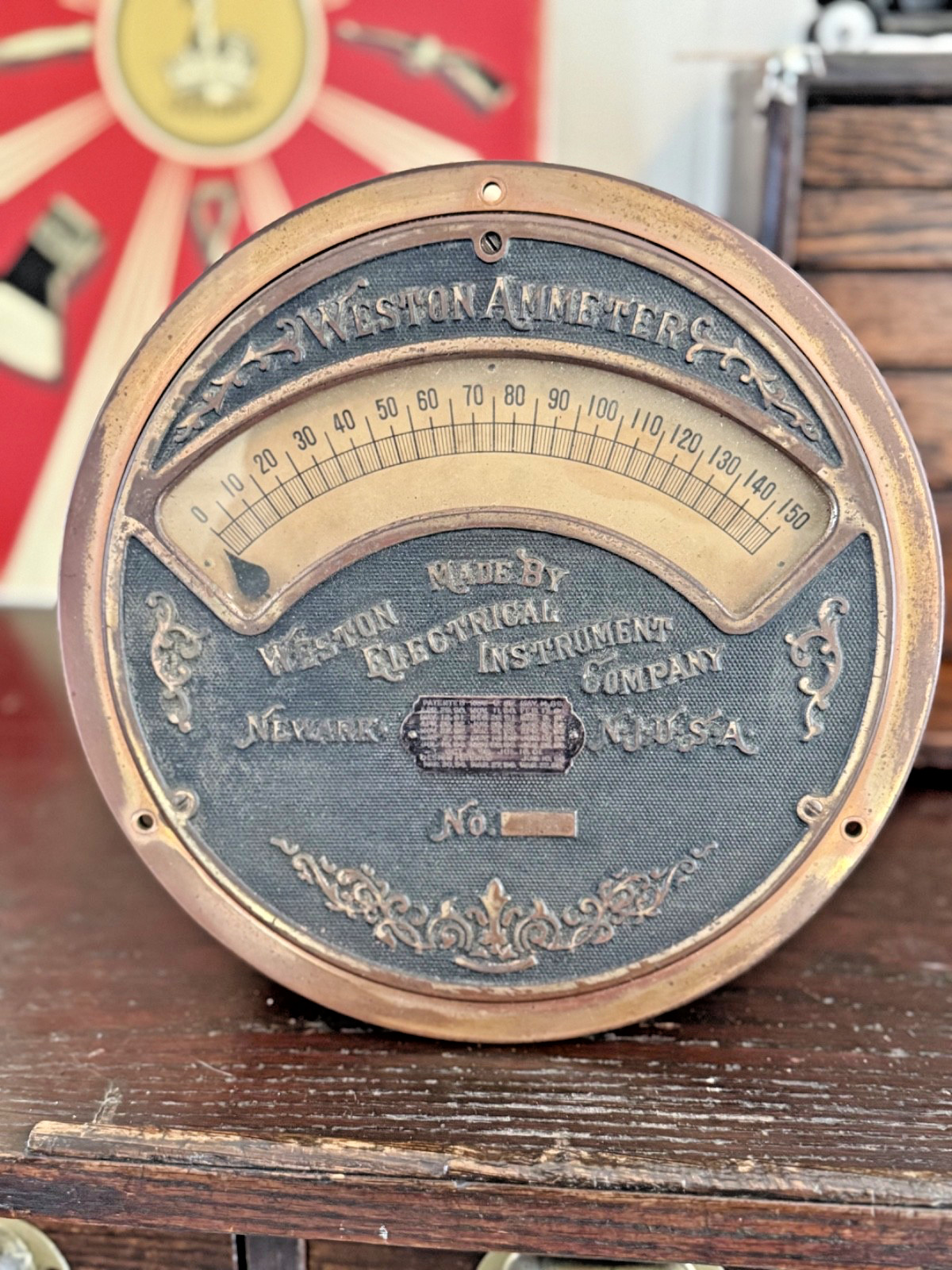 1890 WESTON Switchboard Factory AMMETER Amperage Amp Meter Panel Mount 10"