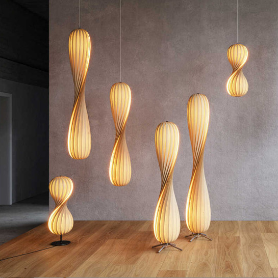 Japanese Wabi Sabi Wood Twist Floor Lamp Antique Art Light Pendant Home Fixture