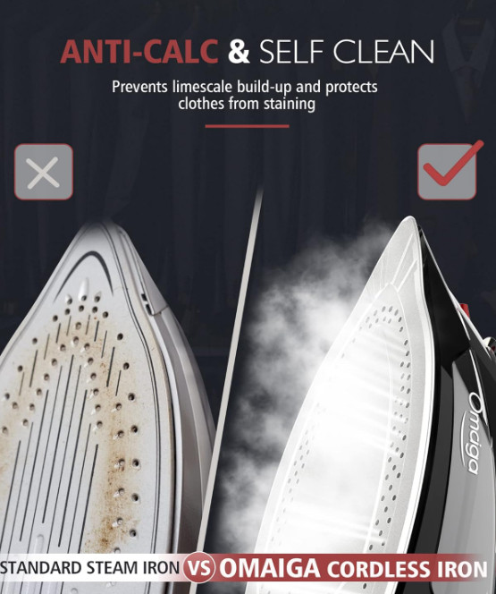 Plancha inalámbrica 1500W con suela cerámica, autolimpieza y apagado seguro