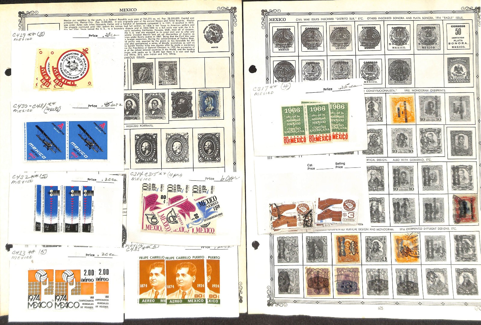 Mexico Stamp Collection on 25 Minkus Pages, 1863-1968 (BJ)