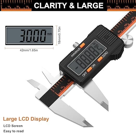 Digital Caliper, HARDELL 6 Inch Stainless Steel Caliper Measuring Tool