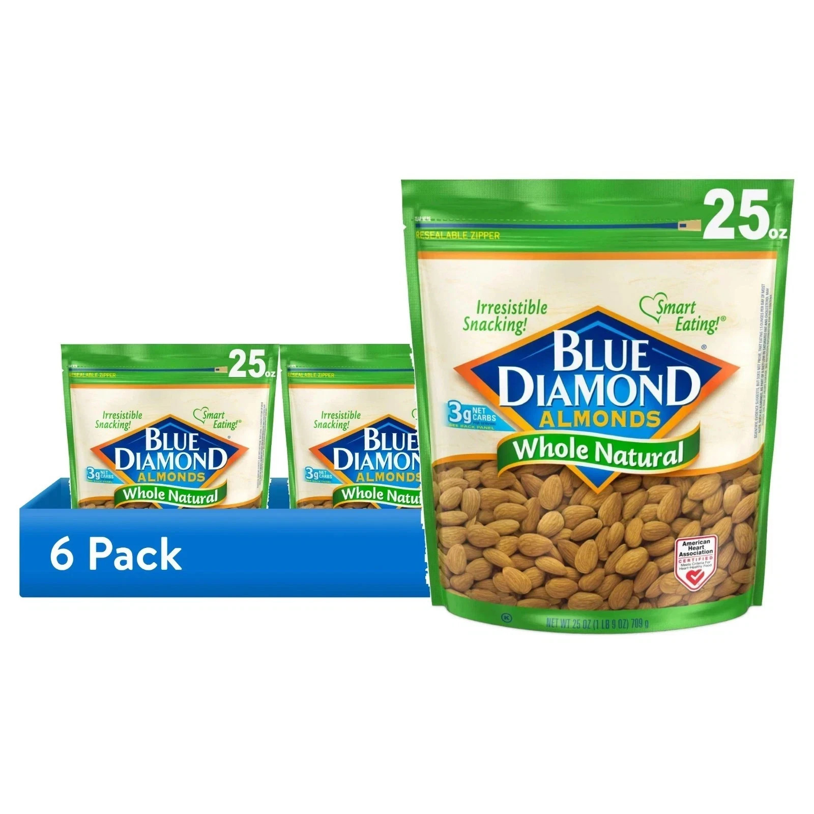 Blue Diamond Whole, Raw, Natural Almonds, 25 Oz