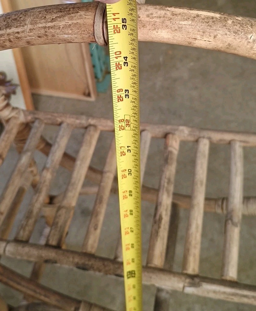 Vtg Mid Century Bamboo Shelf Unit Freestanding Circular Bookcase Etagere 35"x23"