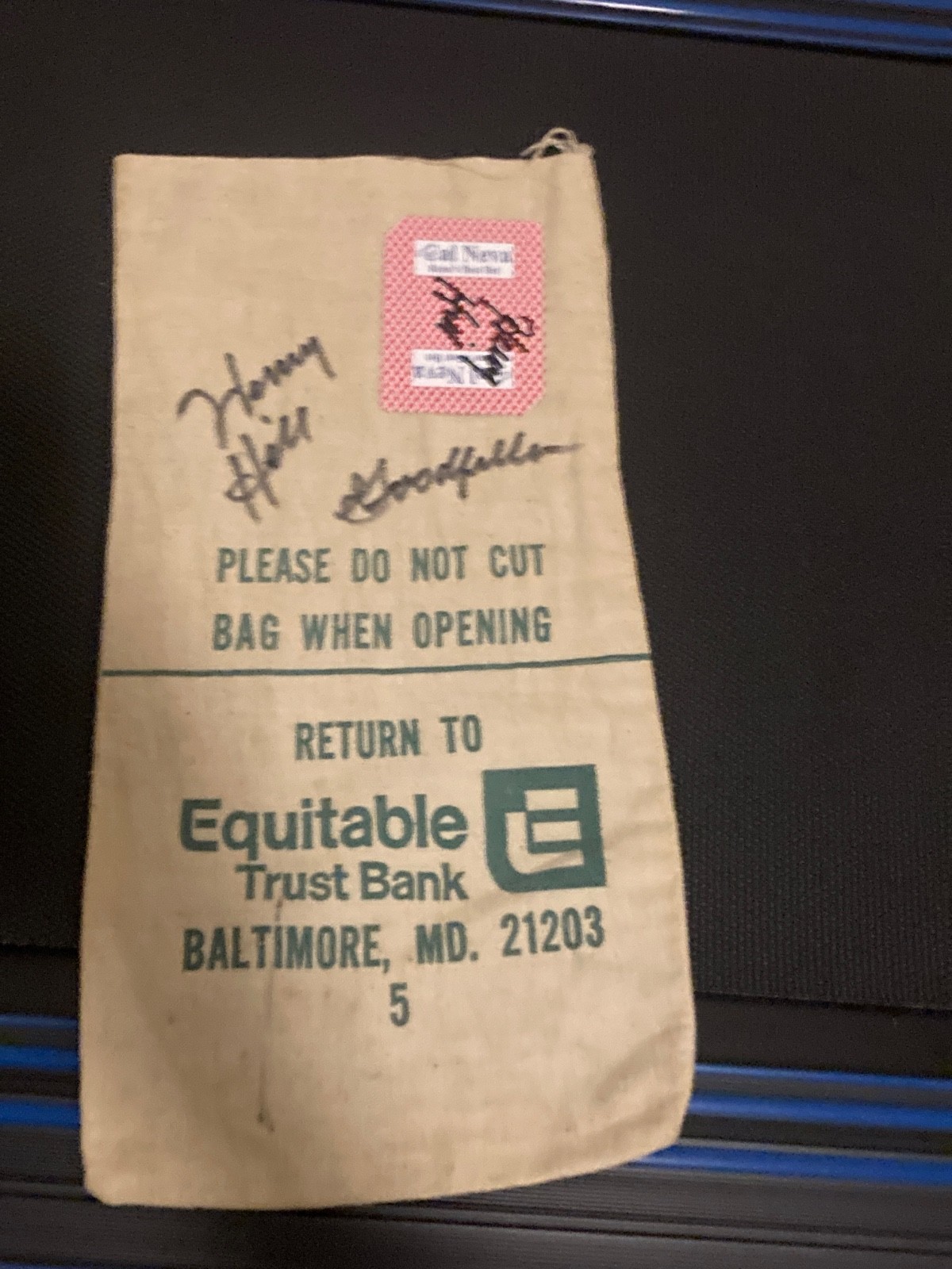 HENRY HILL Inscribed Goodfellas Signed Autograph EMPTY MONEY BAG SIGNED CARD 7 H