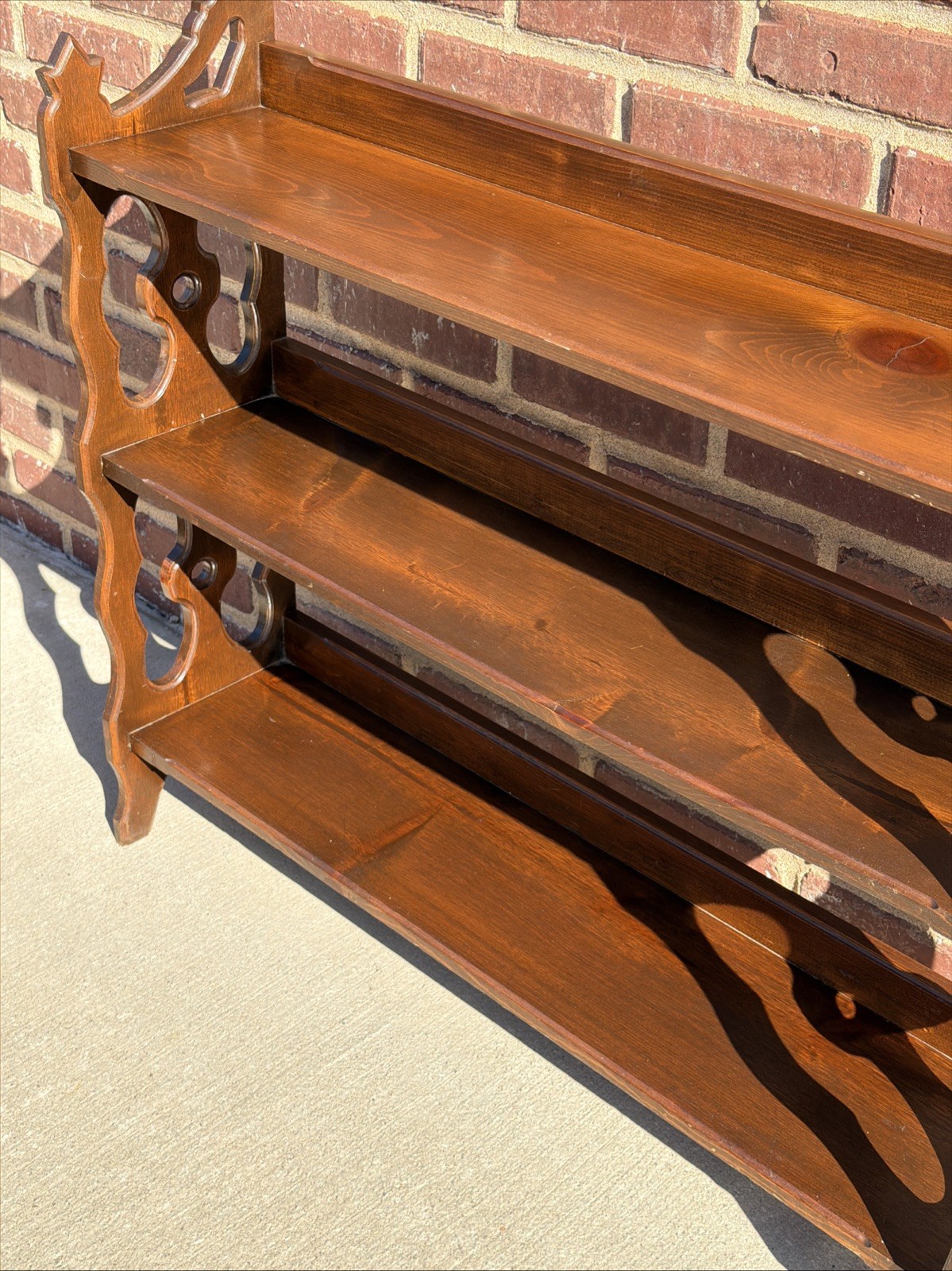 Antique 3 Shelf Wood Bookshelf, Victorian 37”L 33.5”H 9”D