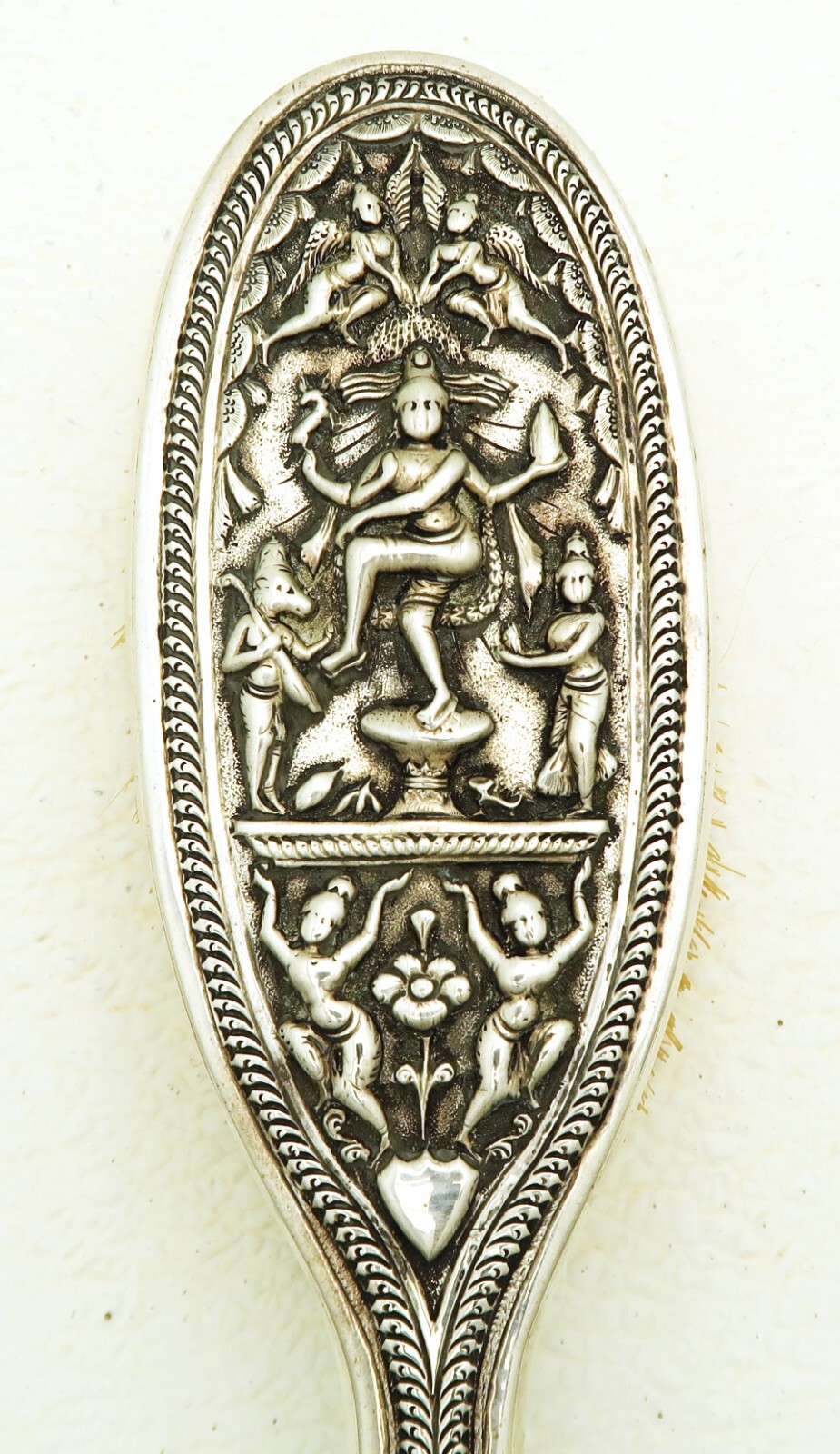 India Colonial Swami Style Solid Silver India Raj Era Hand Brush Chased Shiva