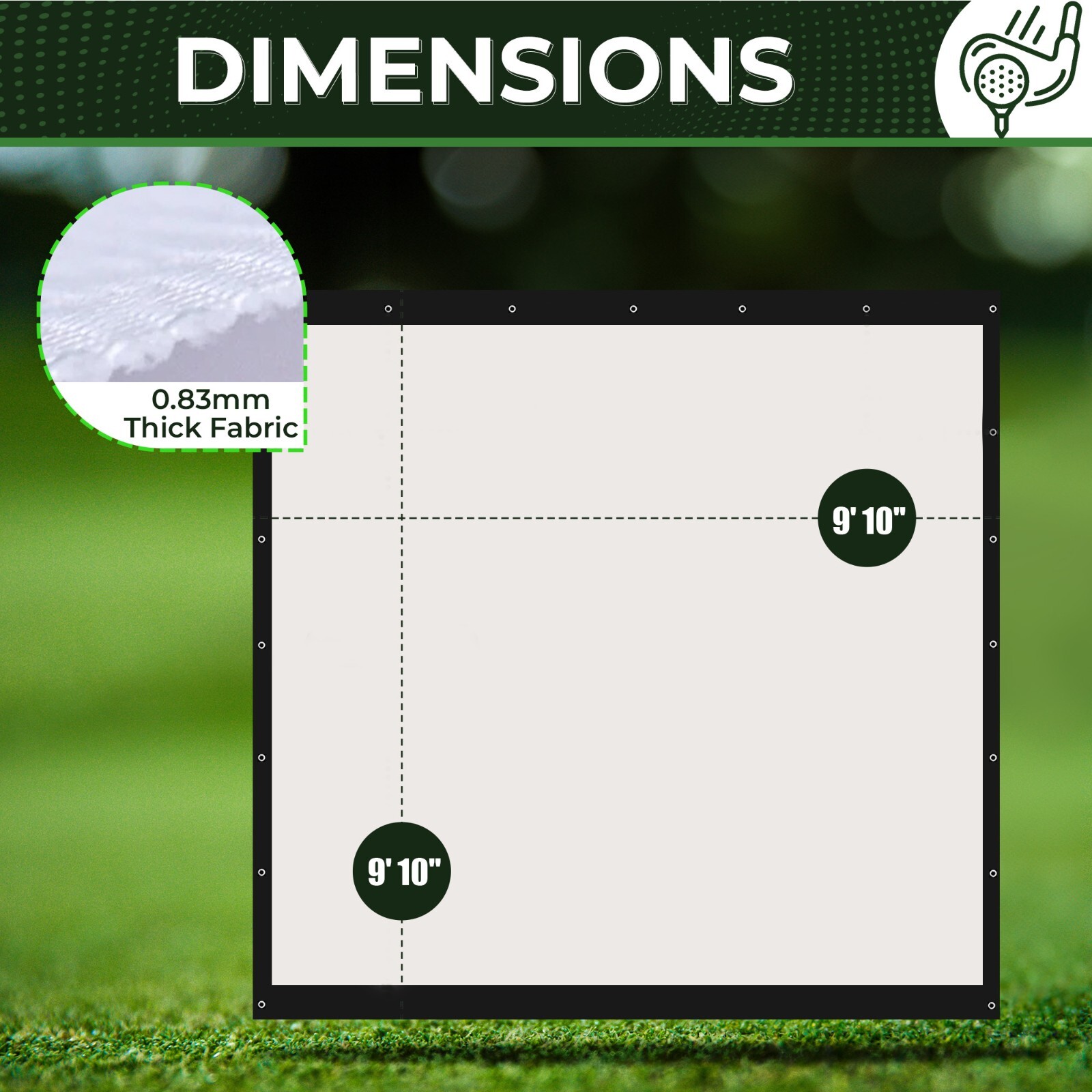 KHAMPA Golf Simulator Impact Screen 9'10'' Indoor DIY Golf Impact Screen Quality
