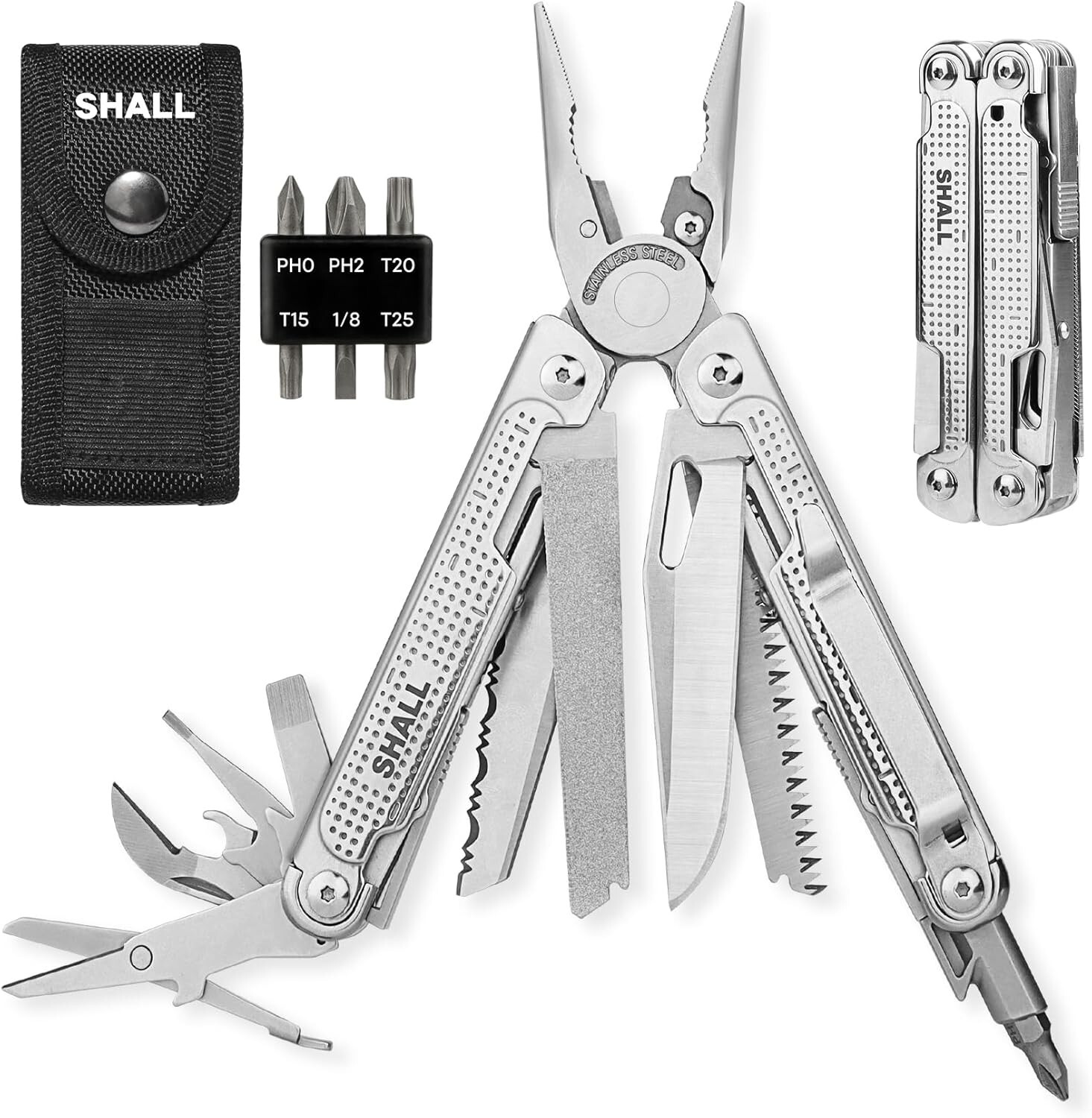 SHALL 18in1 Multitool Pliers,Multi Tool,Stainless Steel Multi-tool Pocket Knife