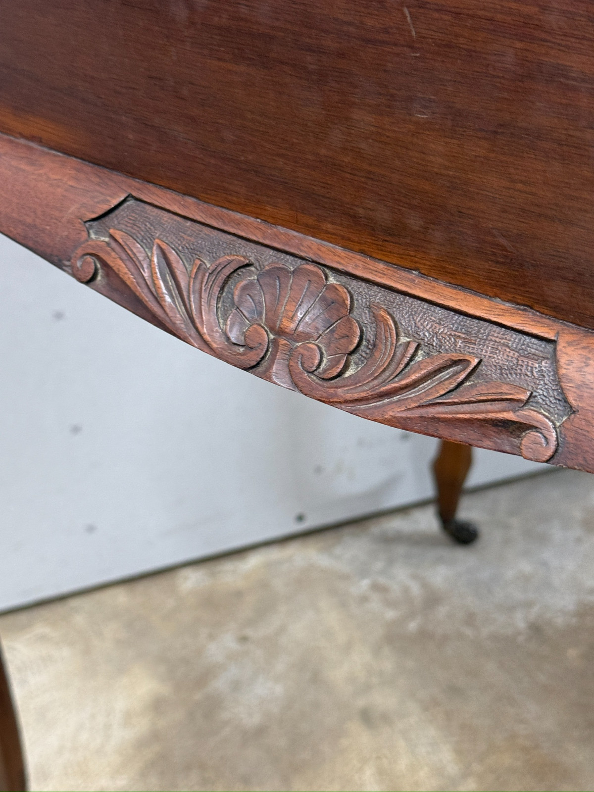 antique french walnut game table handkerchief carved stand card 1800s