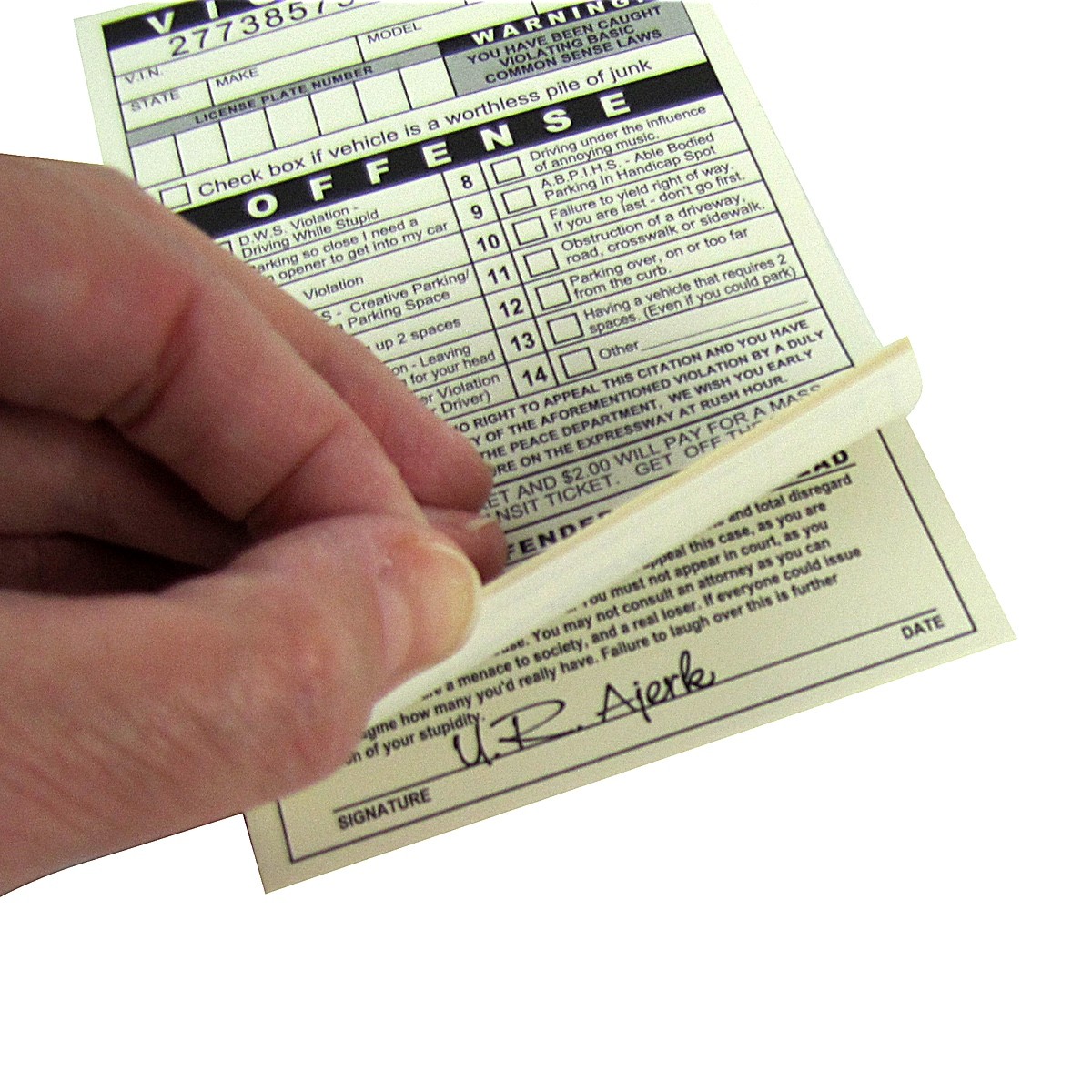 Fake Parking Ticket Funny Novelty Car Violation Prank Practical Joke Gag Gift