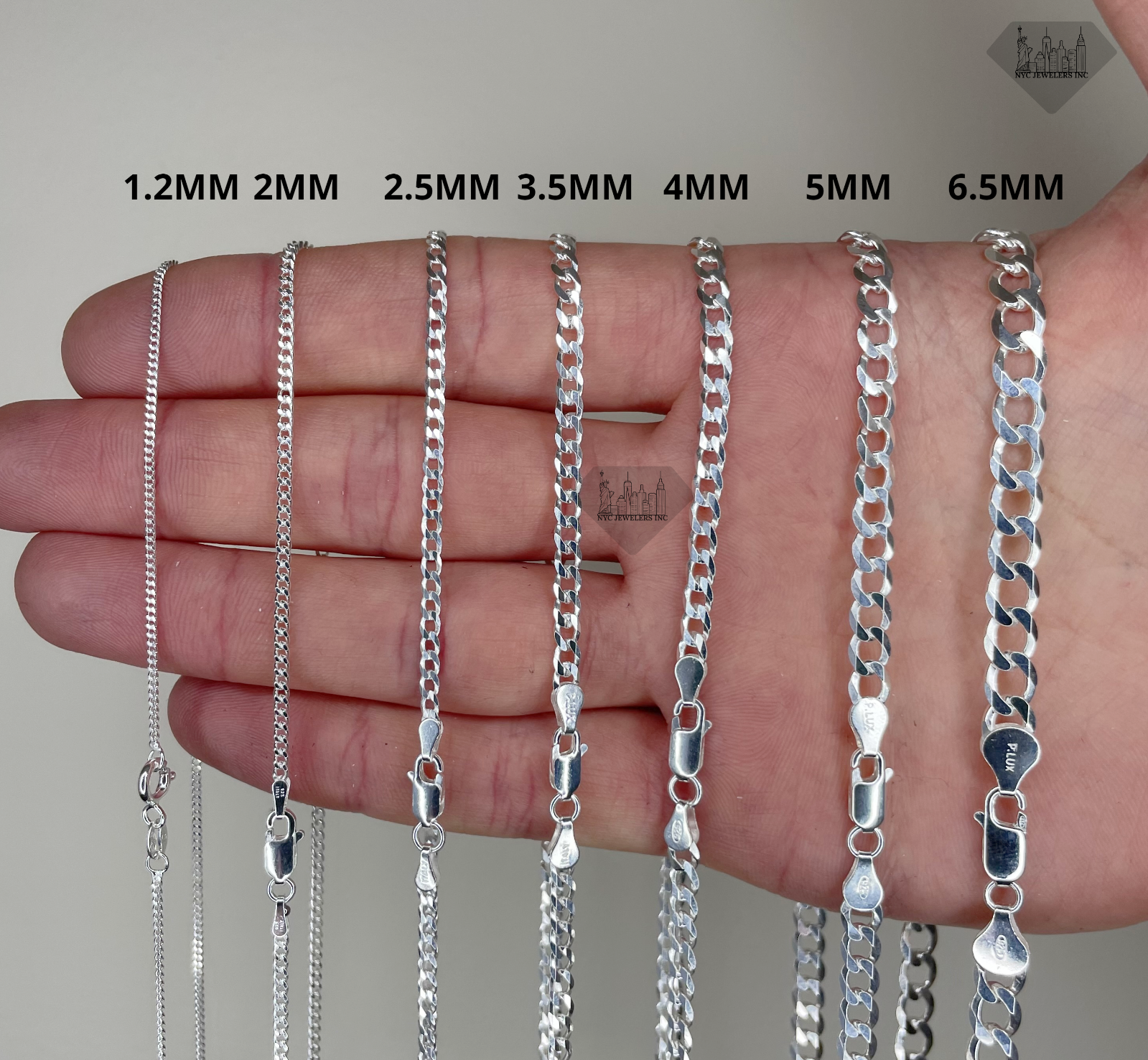 Italian Solid Sterling Silver Curb Link Chain Necklace 925 Silver Chain All Size