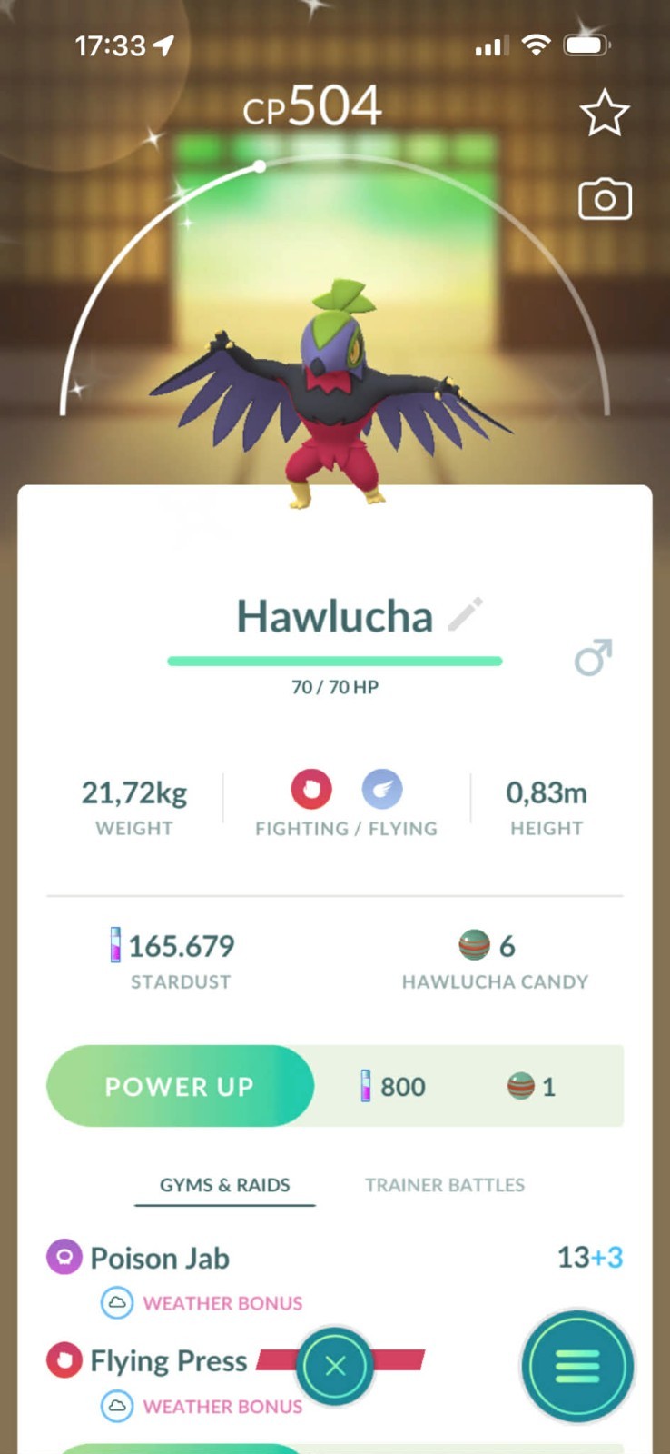 ✨Shiny Hawlucha ✨ - P T C - 80kStardust - Description