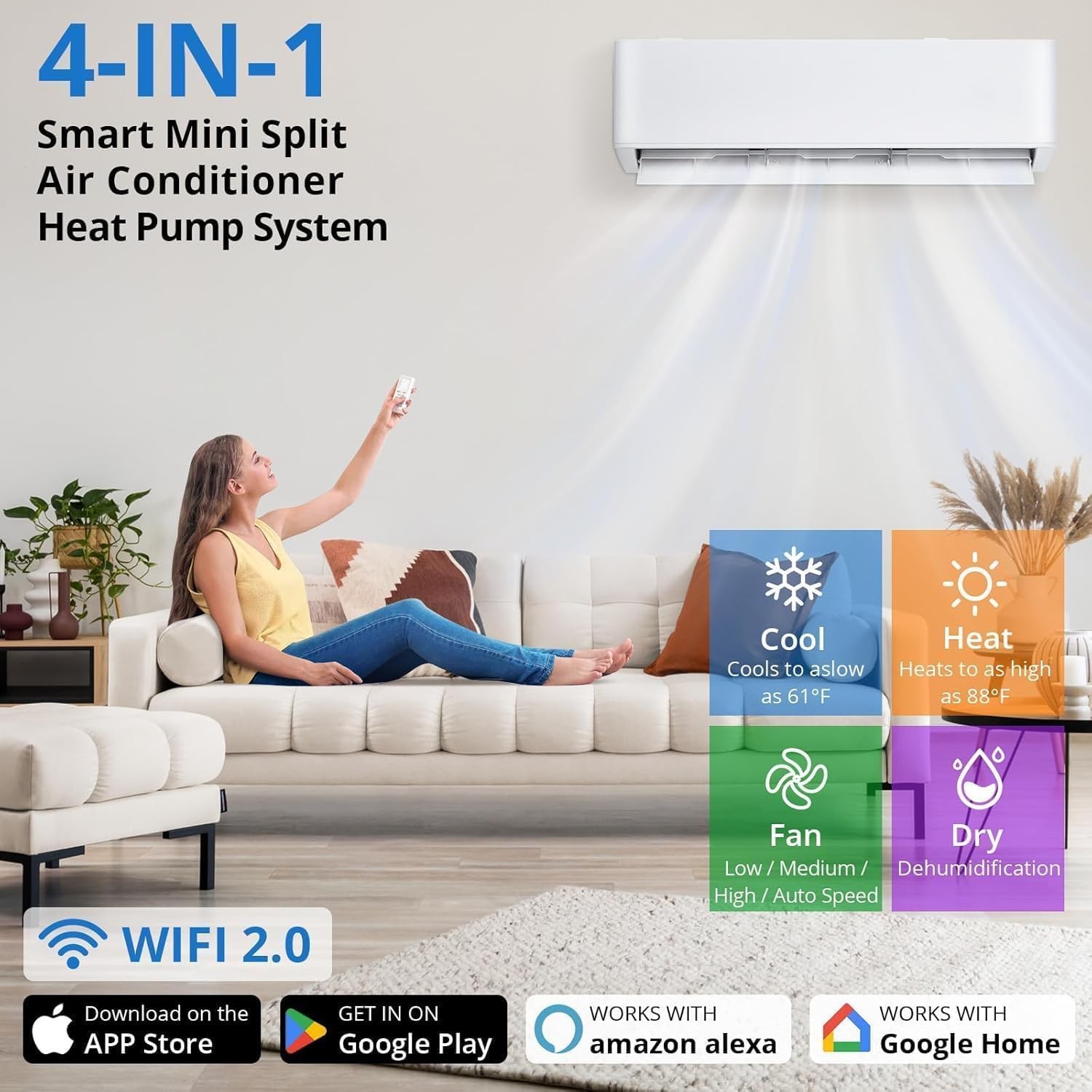 28000 BTU 3 Zone Mini Split AC/Heating System 20 SEER2 9K+9K+9K W/Wifi 208-230V