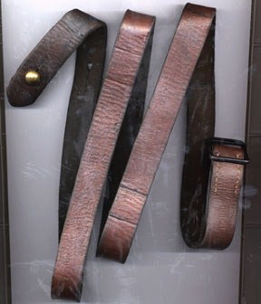 VINTAGE YUGOSLAVIAN MILITARY LEATHER SKS RIFLE SLING - USED SURPLUS