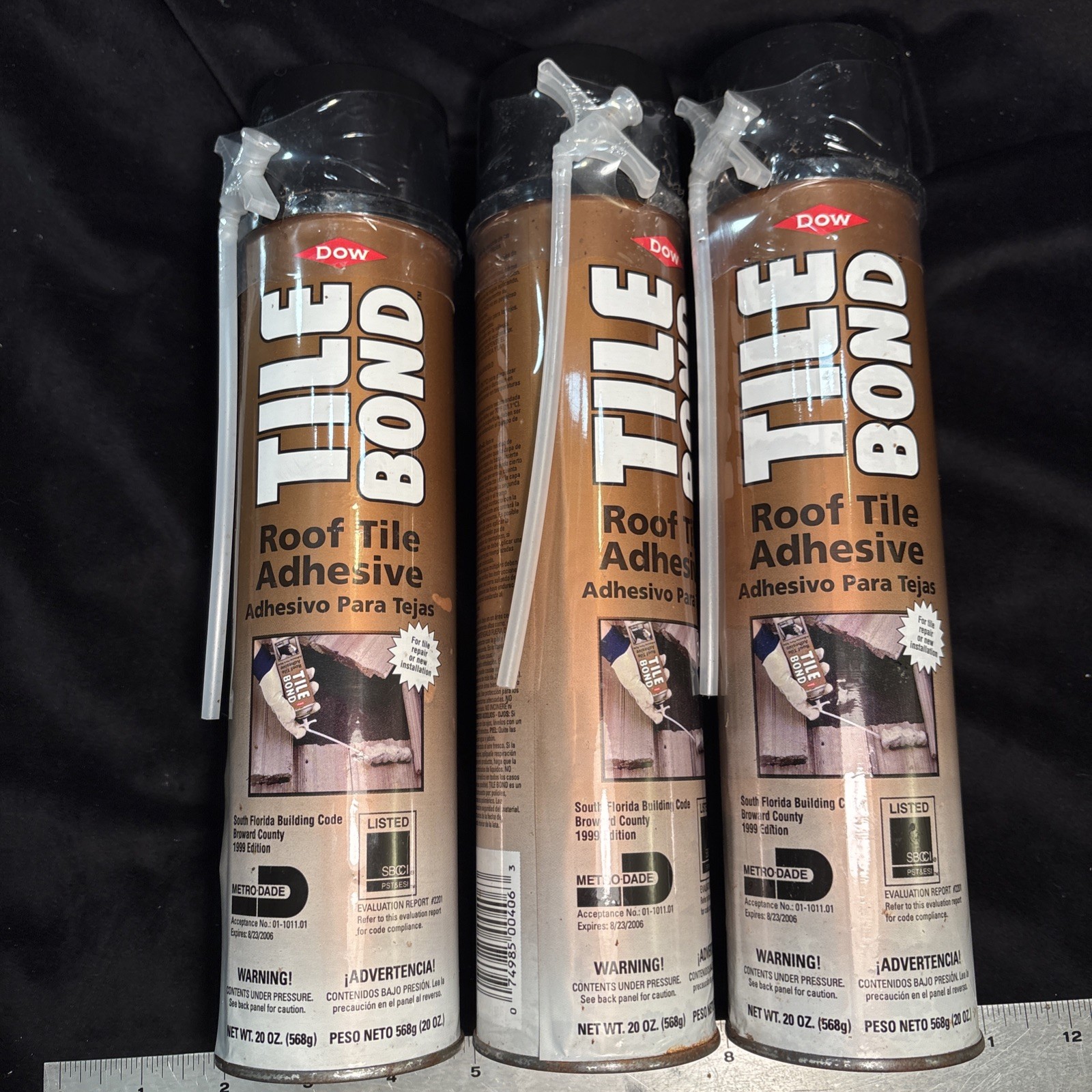 Lot 3 DOW Tile Bond Roof Tile Adhesive 20 Oz Can Sealed Freeship! Please Read!!!