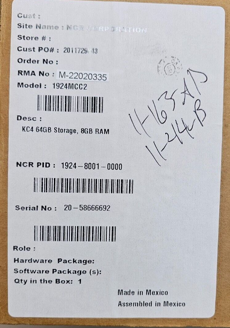 New NCR KC4 Kitchen Controller w/ 1.6Ghz Dual Core, 8GB DDR3, 64GB SSD, W7-POS