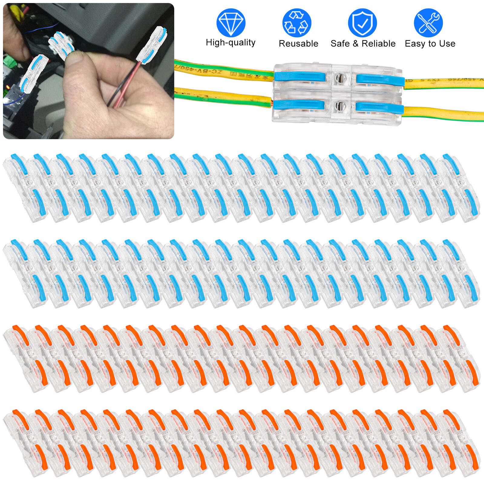 80Pcs 28-12AWG Lever Wire Connectors Quick Connect Electrical Splicing Kit