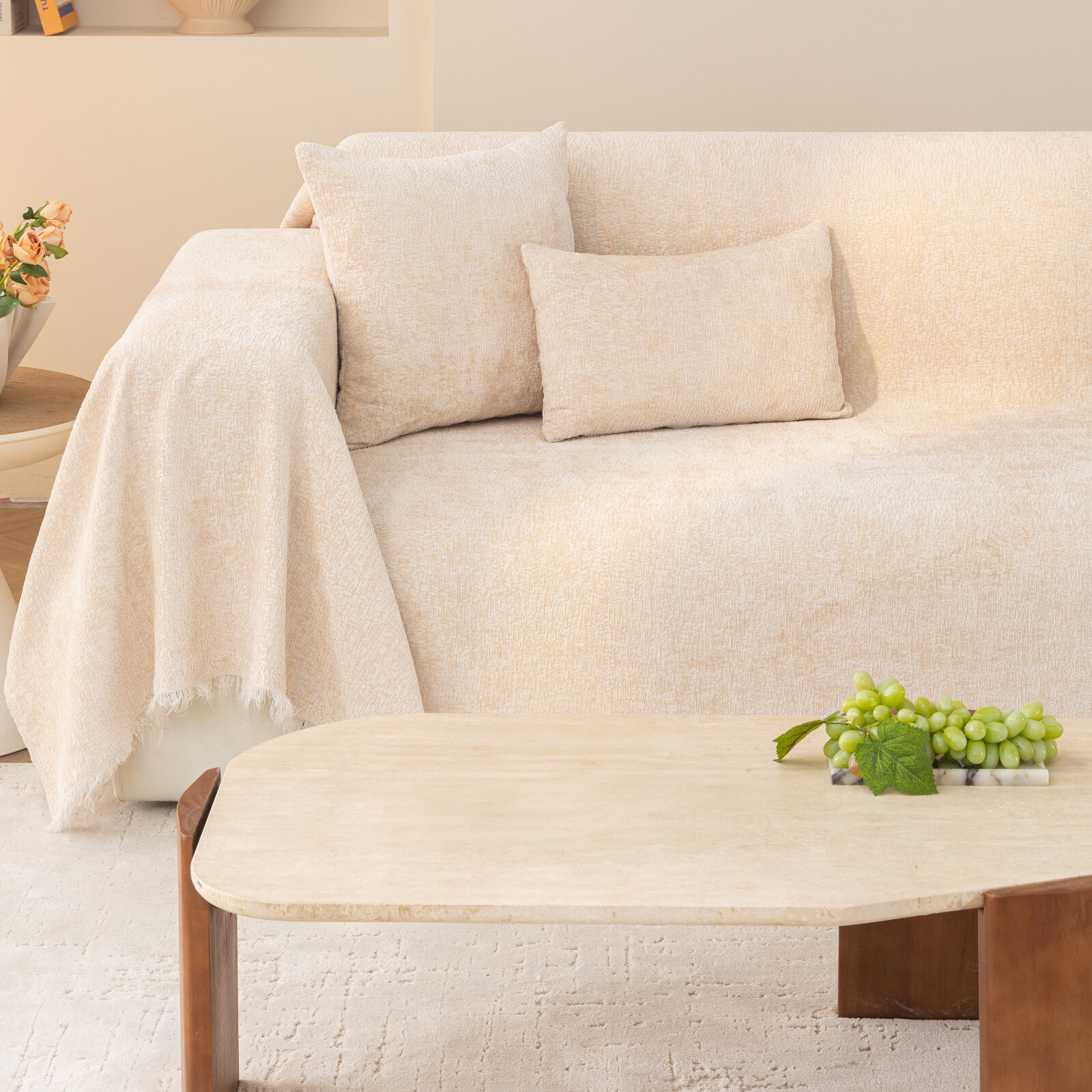 XL XXL Chenille Sofa Slipcovers Ultra Soft Sectional Couch Cover Elegant Decor