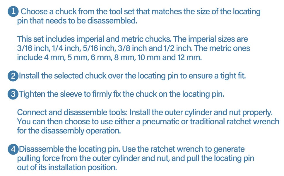 18pcs 95400 in-Line Dowel Pin Puller Master Set Includes Both SAE&Metric Collets