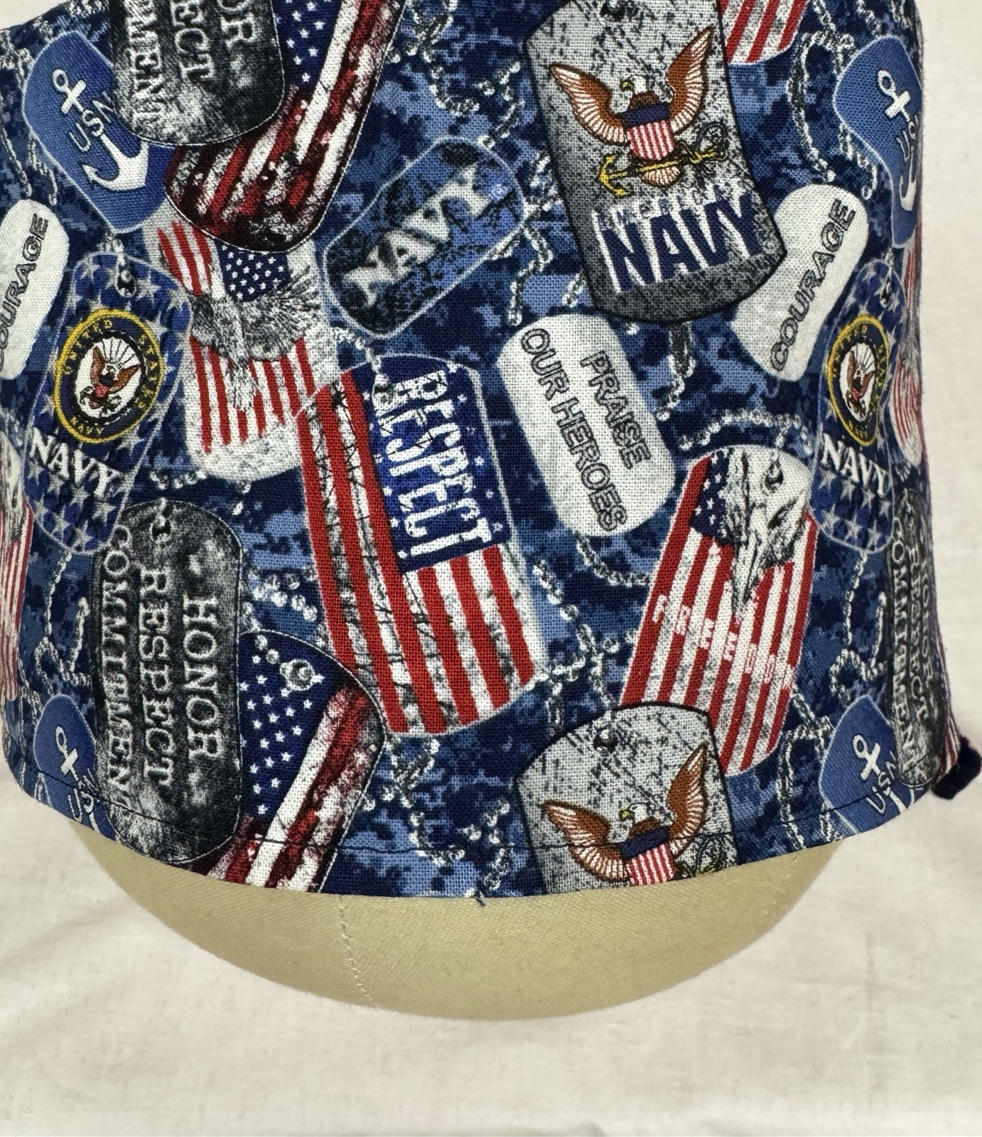 Men/Women Surgical Scrub Cap Lined Navy Tags Respect 100% Cotton