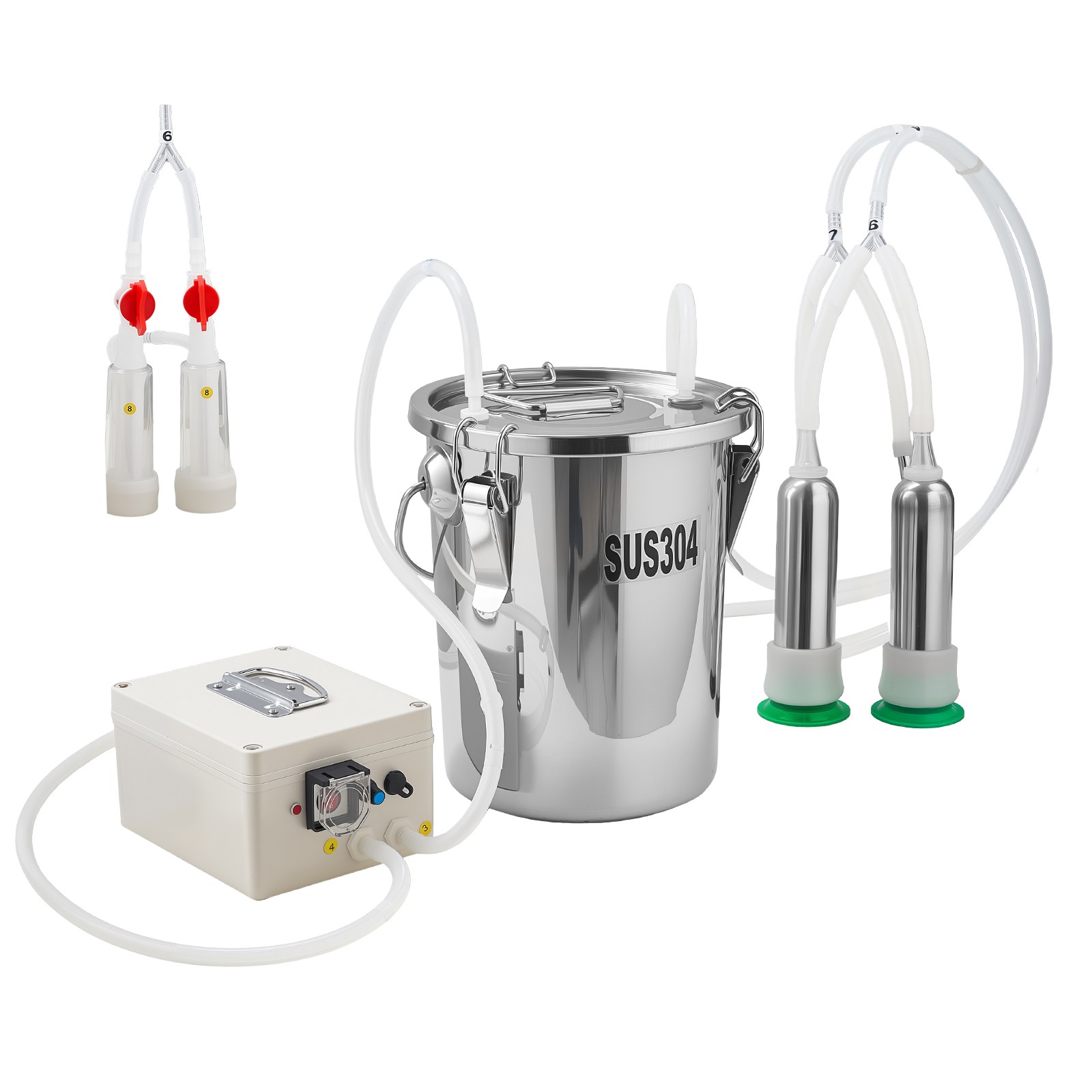 Uimoso Portable Goat Milking Machine with 1.8 Gal / 7 L Bucket for Livestock