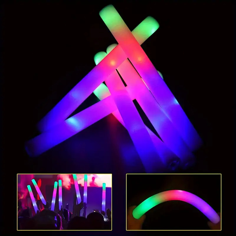 100pcs LED Glow Sticks Flashing Light Sticks Rally Party Light Up Foam Sticks