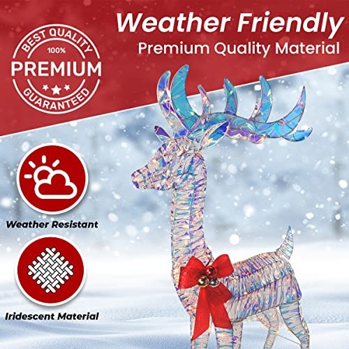 TOP TREASURES 3-PIECE IRIDESCENT REINDEER FAMILY - LIGHTED DEER - Scratch & Dent