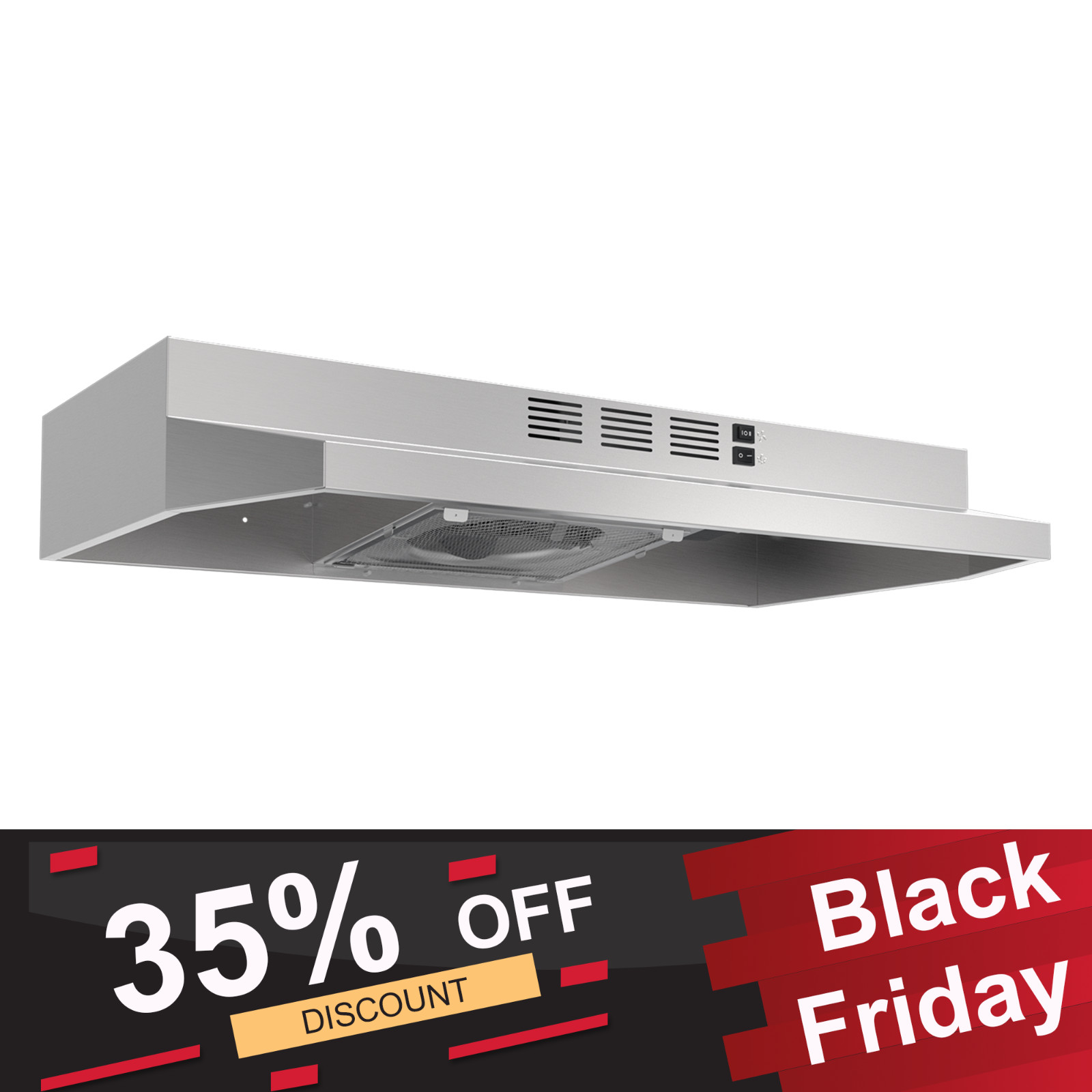 30 inch Under Cabinet Range Hood Kitchen Vent 230CFM Convertible Stainless Steel
