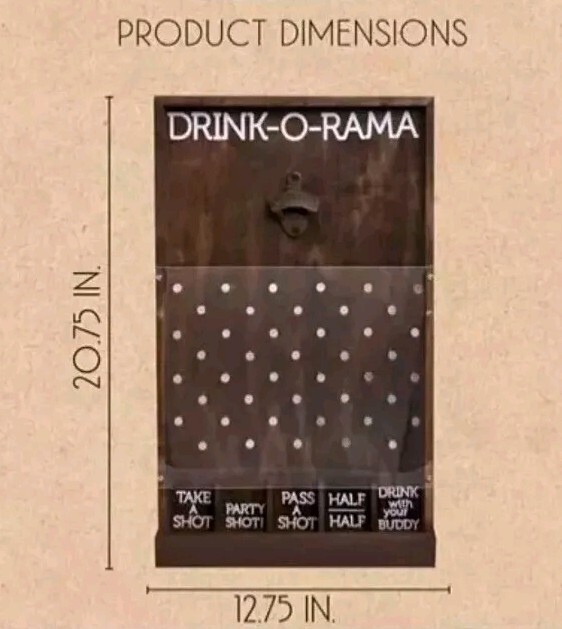 NEW Drink-O-Rama Bottle Opener Wooden Hanging Shot Plinko Party Game