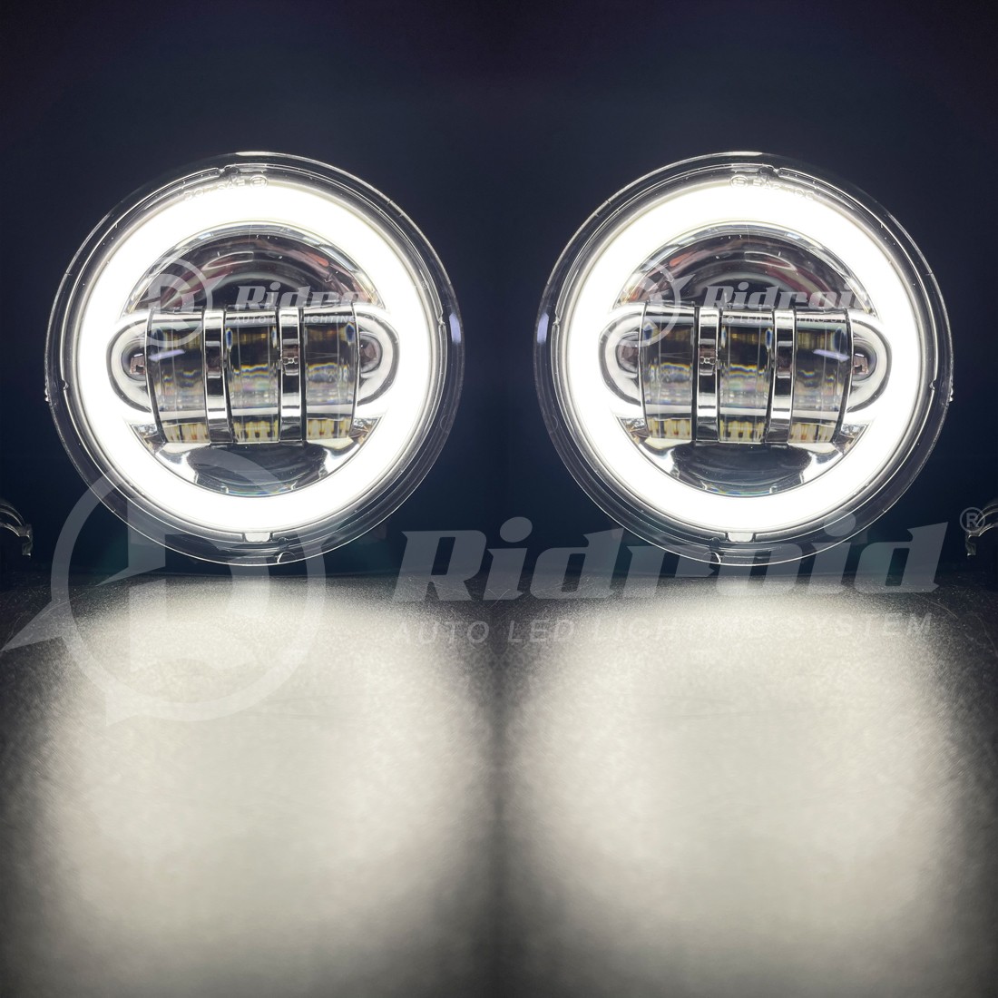 Halo 4.5" Passing Turn Signal Lamp Driving Fog Spot Lights For Harley Motorcycle